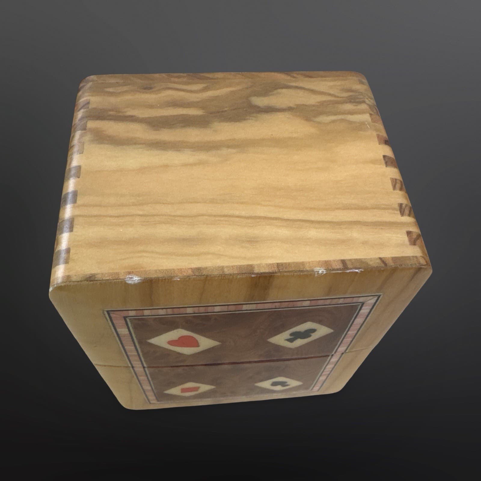 Vtg Landolfi Luigi Sorrento Italy Hand Made Wooden Marquetry Box Playing Cards - Thumbnail 8
