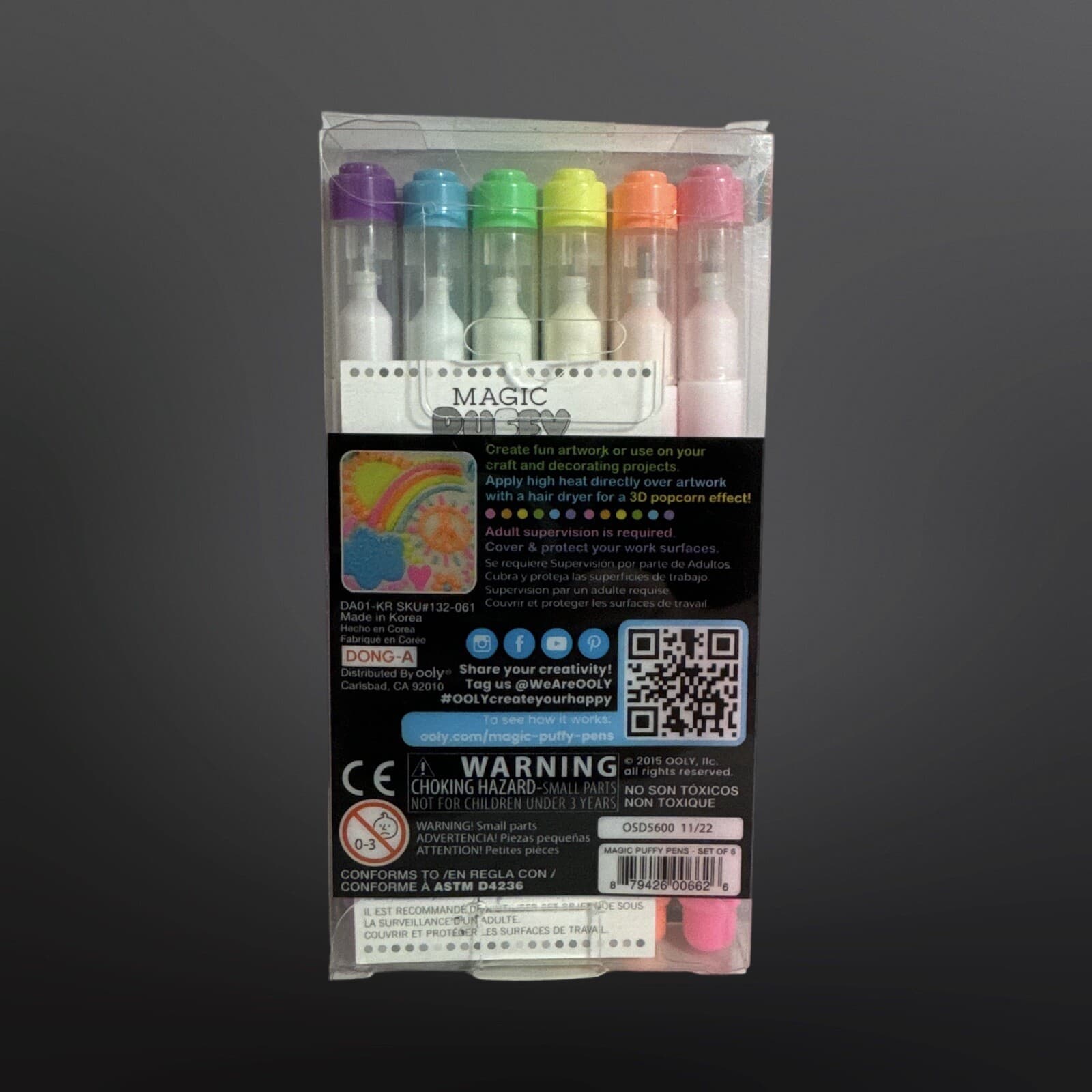 Magic Puffy Pens 3D Art Ink Puff 6 Pack Assorted Colors Neon Drawing Art Set NEW - Thumbnail 2