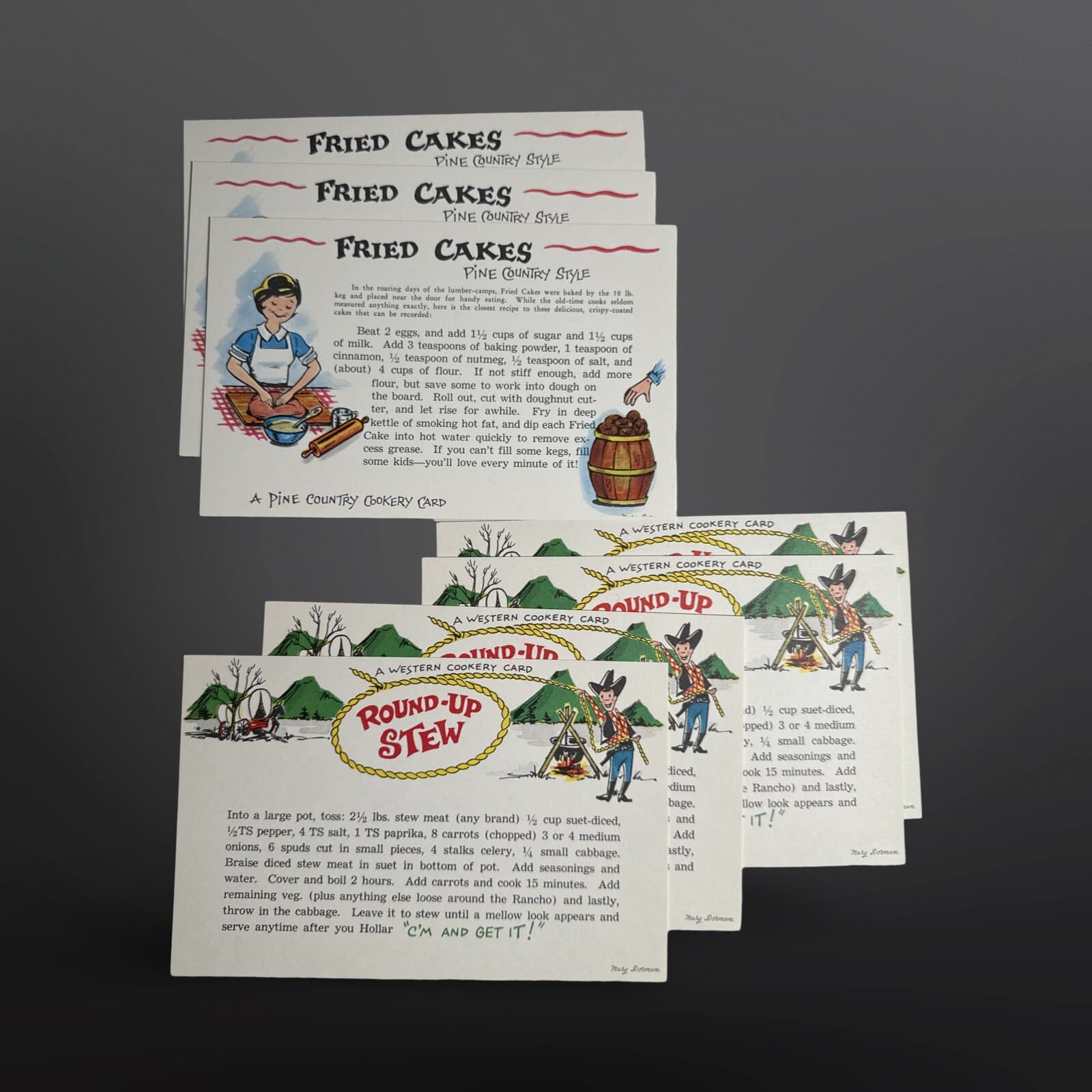 Vintage Western Postal-Note Cookery Cards Mary Dorman Silly Recipe Postcards - Thumbnail 6