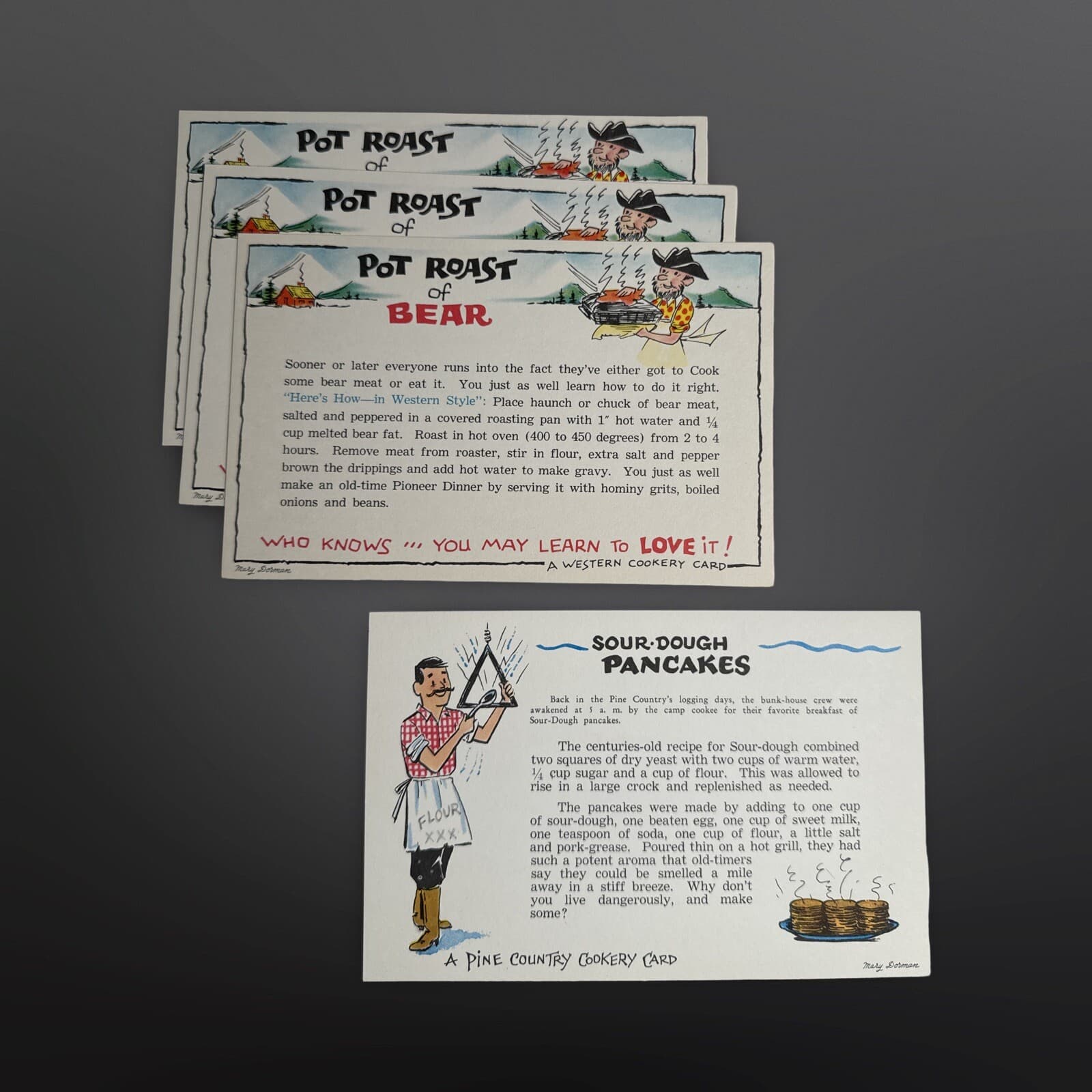 Vintage Western Postal-Note Cookery Cards Mary Dorman Silly Recipe Postcards - Thumbnail 8