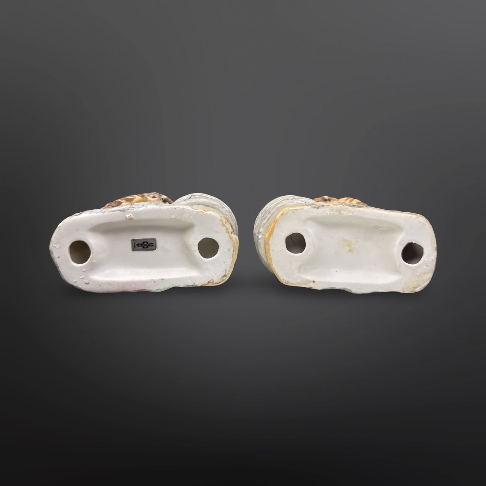 Pair of UCGC Taiwan Porcelain Owl Tealight Votive Candle Holders 4.25"x4.5"x2" - Thumbnail 6