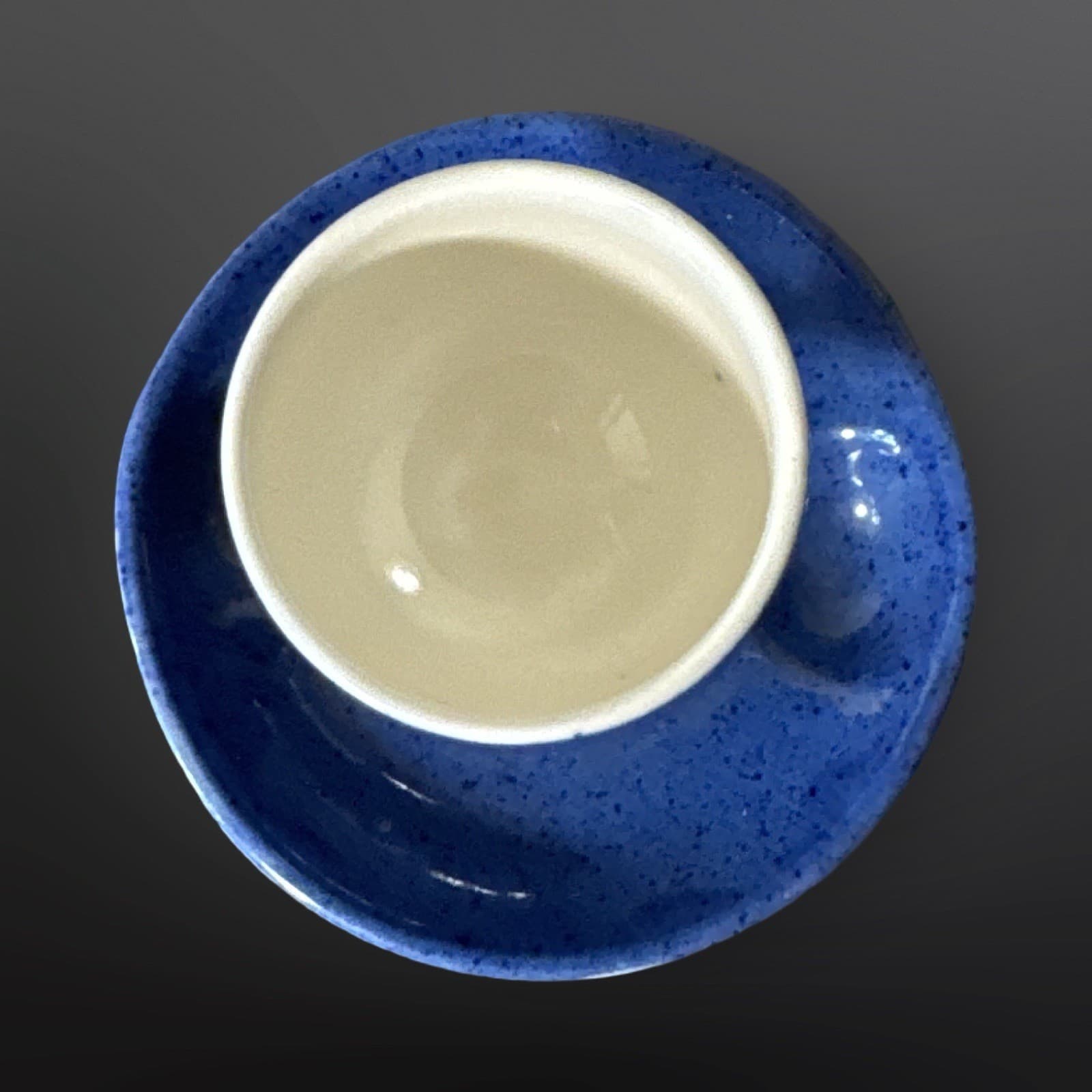 Vintage Moorcroft Pottery Royal Blue Egg Cup with Fixed Tray Made In England - Thumbnail 5