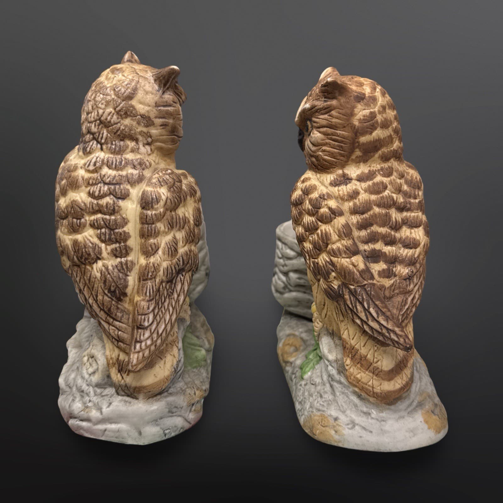 Pair of UCGC Taiwan Porcelain Owl Tealight Votive Candle Holders 4.25"x4.5"x2" - Thumbnail 4