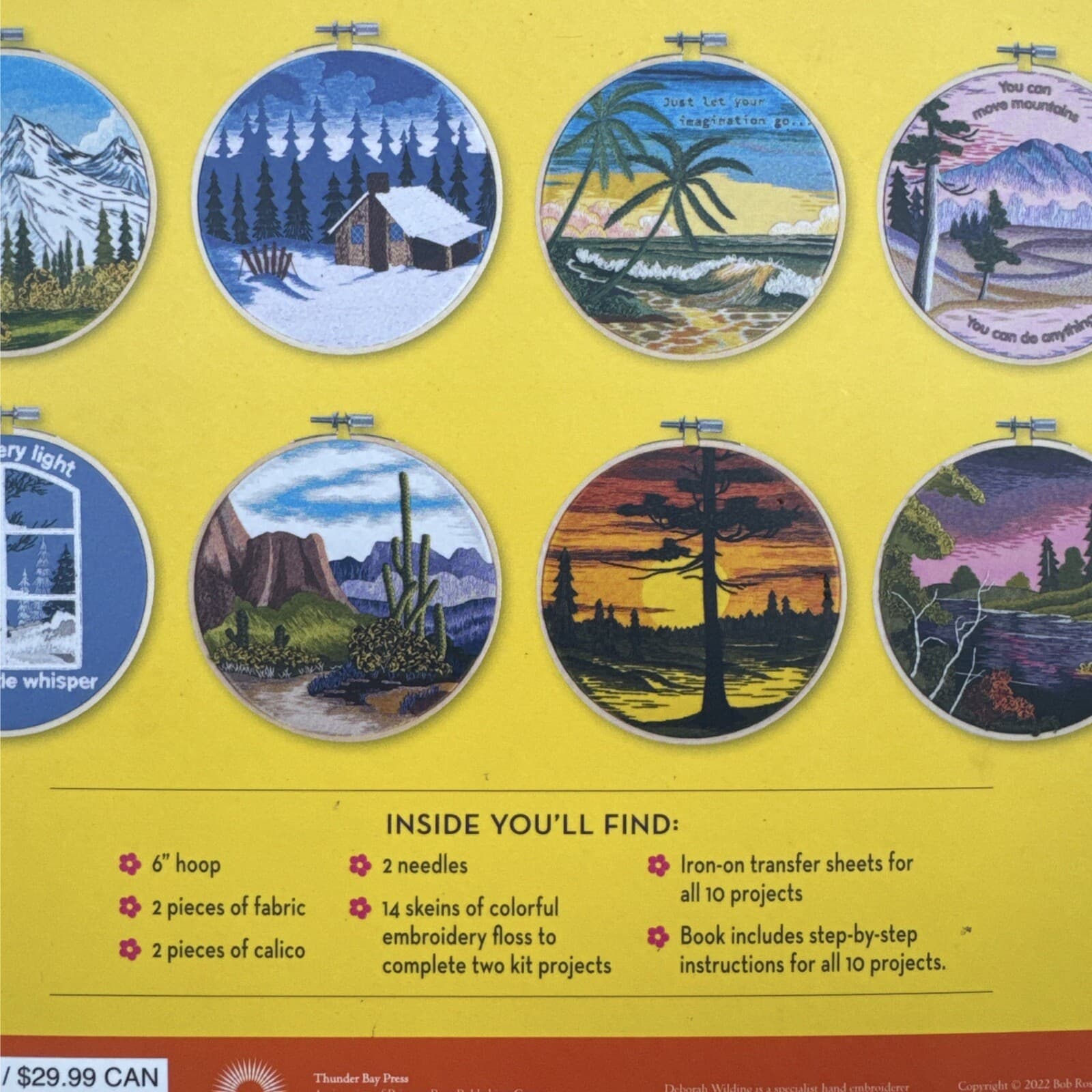 NEW Bob Ross Embroidery Set In Box With Book, Threads ,Patterns, Hoop - Thumbnail 3