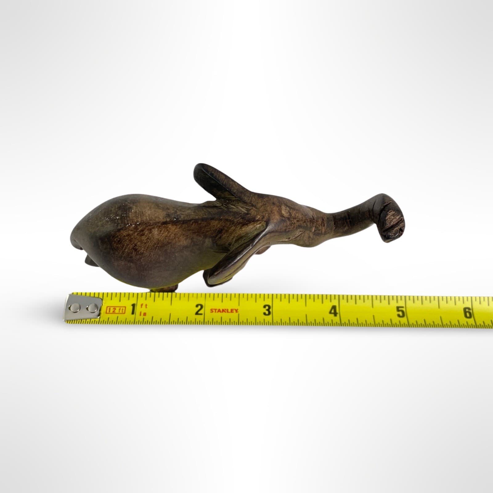 Small Hand Carved Wooden Elephant Figurine Trunk Up For Good Luck No Tusks - Thumbnail 8