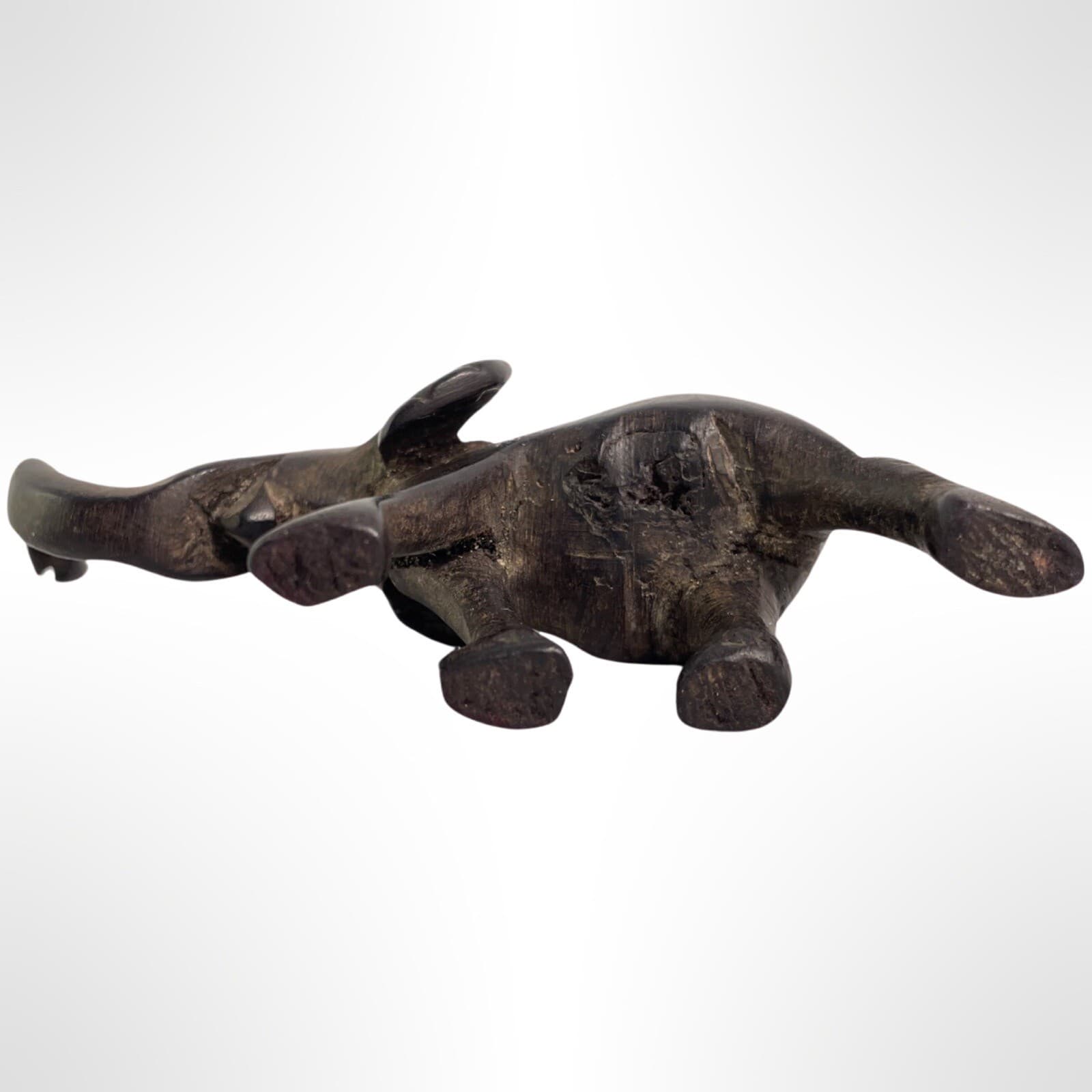 Small Hand Carved Wooden Elephant Figurine Trunk Up For Good Luck No Tusks - Thumbnail 7