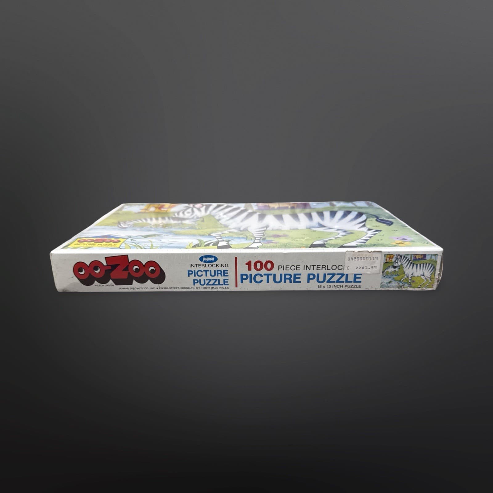 NEW Vintage Jaymar Oo-Zoo 100pc Zebras Interlocking Picture Puzzle SEALED - Thumbnail 2