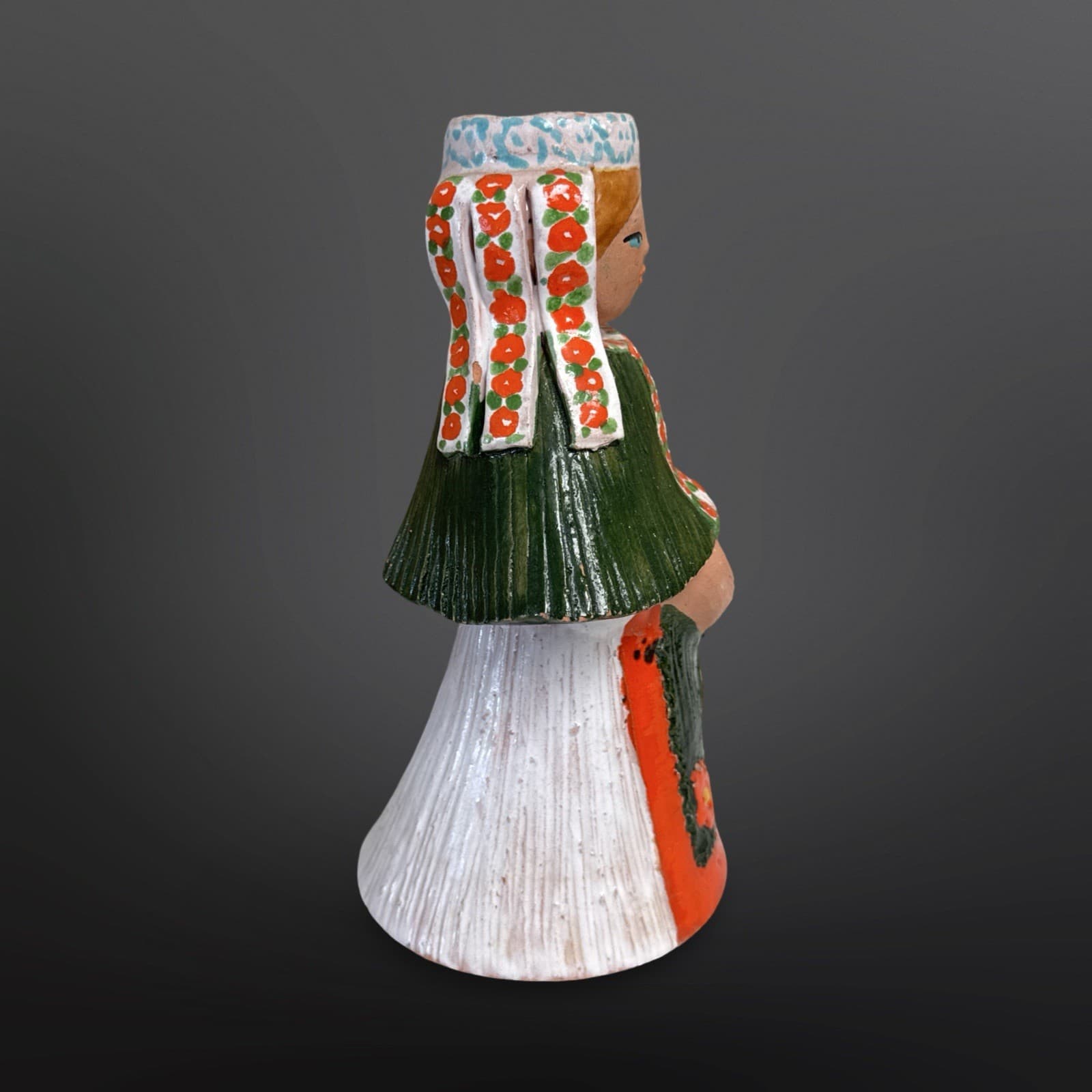 Eastern European Hand Painted Ceramic Pottery Lady Vase - Thumbnail 2