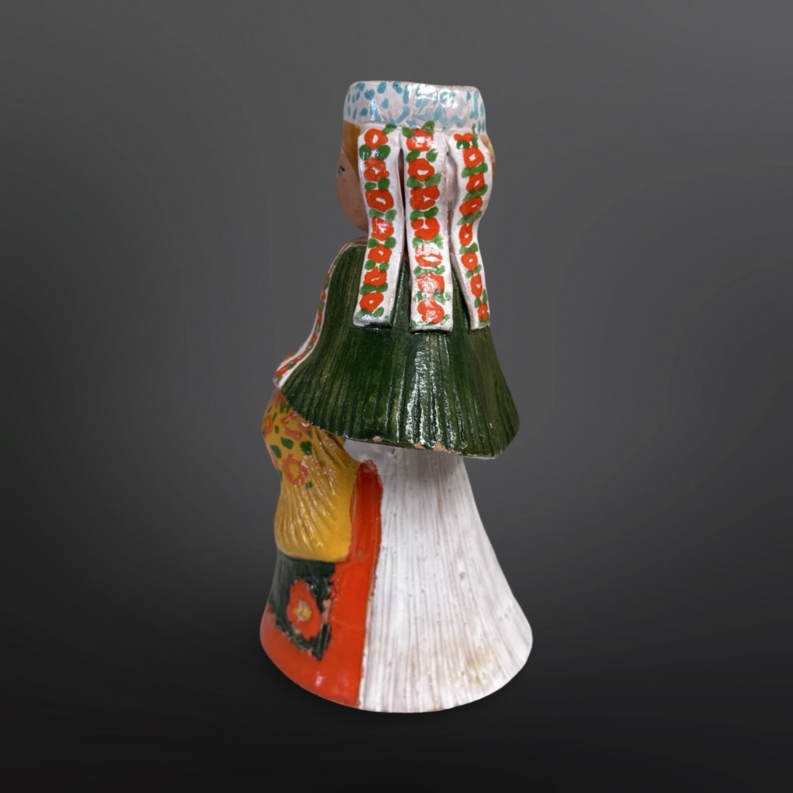 Eastern European Hand Painted Ceramic Pottery Lady Vase - Thumbnail 4