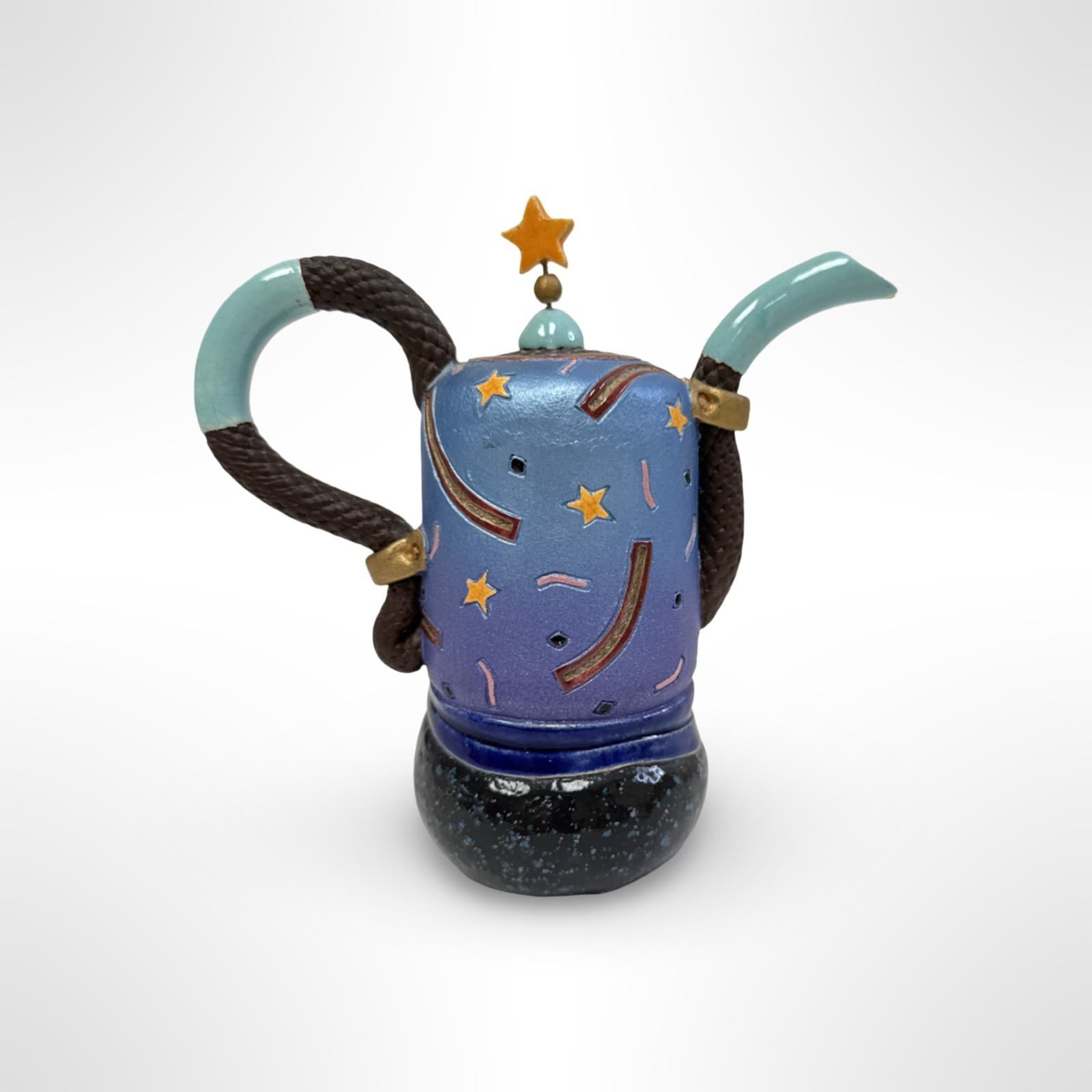 Beverly Saito Pottery Whimsical Teapot Sculpture - Signed - 5.5” Tall - Thumbnail 3