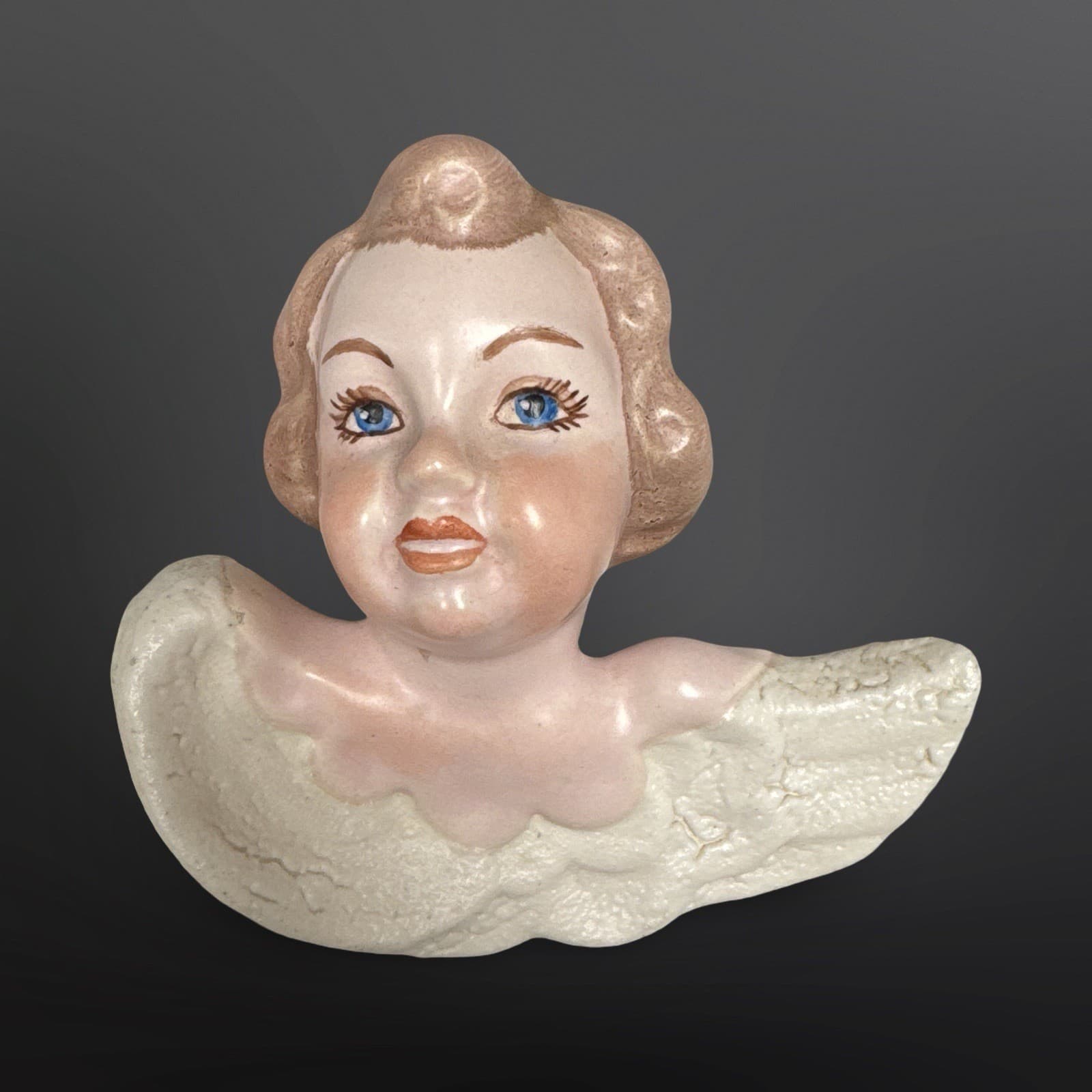 Vintage Hand Painted Ceramic Cherub/ Angel Wall Hangings Set Of 3 - Thumbnail 4