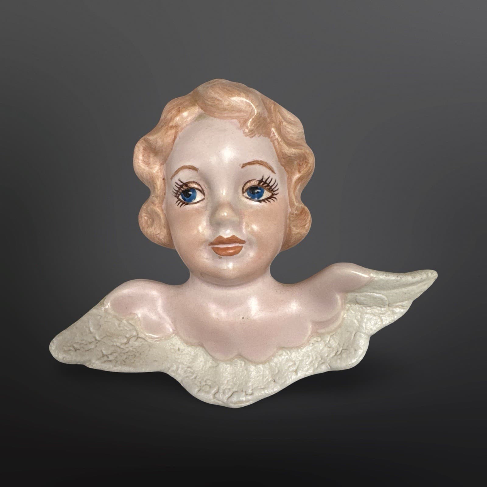 Vintage Hand Painted Ceramic Cherub/ Angel Wall Hangings Set Of 3 - Thumbnail 3