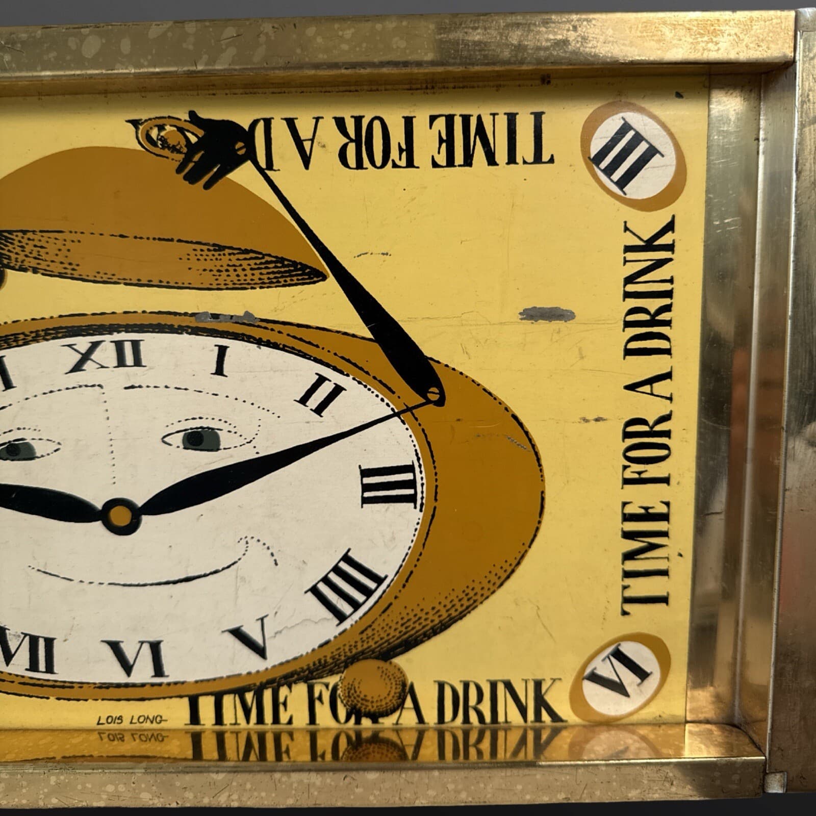 Vintage MCM Lois Long Metal Tray Barware Time For A Drink Whimsical Design - Thumbnail 3
