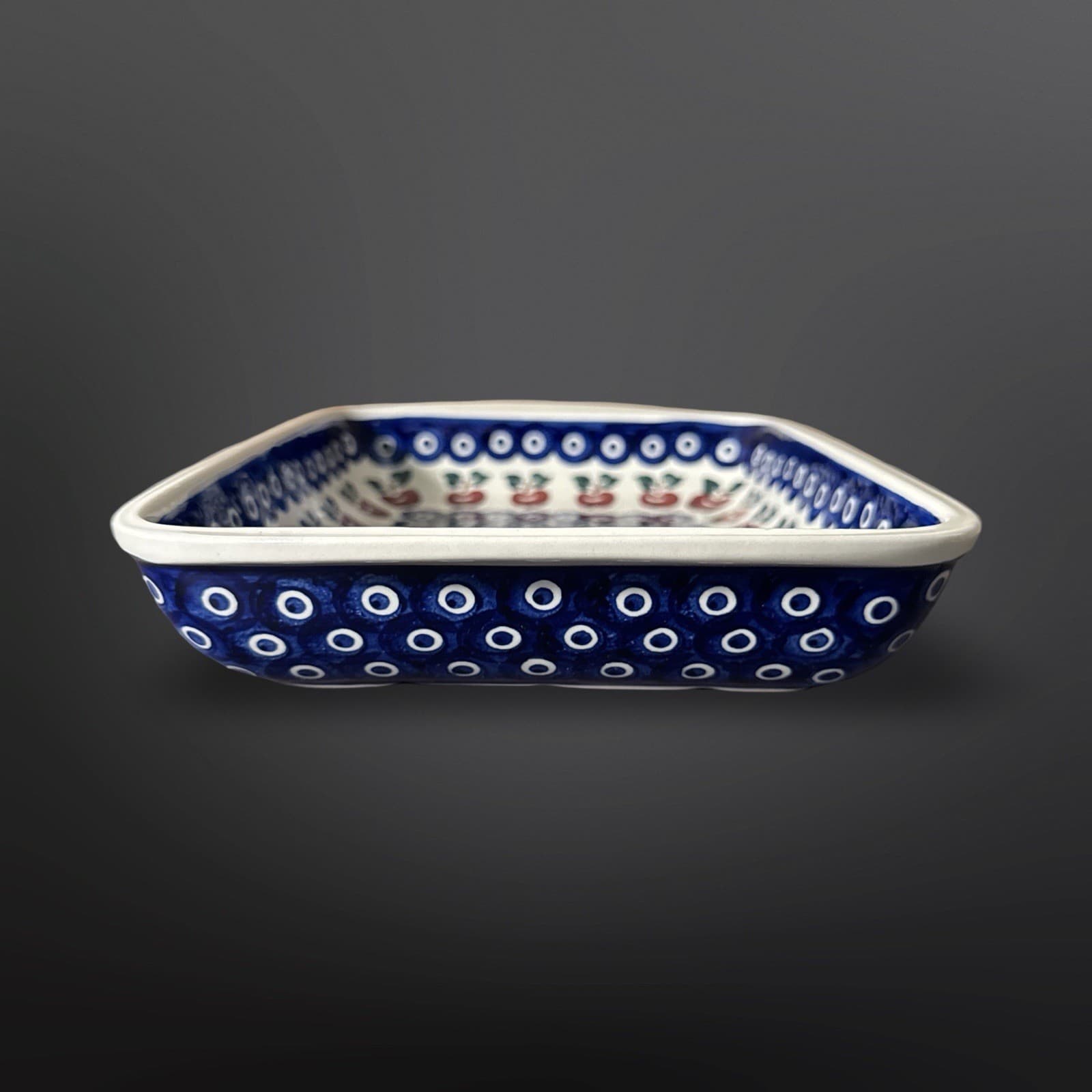 Apple Pattern Ceramika Wiza Polish Pottery Rectangular Casserole Baking Dish - Thumbnail 3