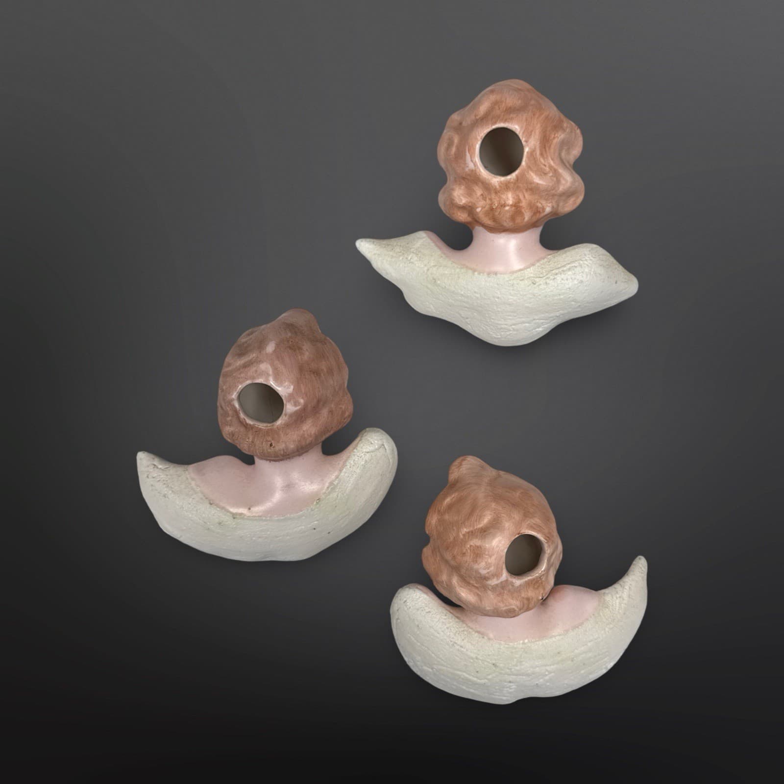 Vintage Hand Painted Ceramic Cherub/ Angel Wall Hangings Set Of 3 - Thumbnail 2