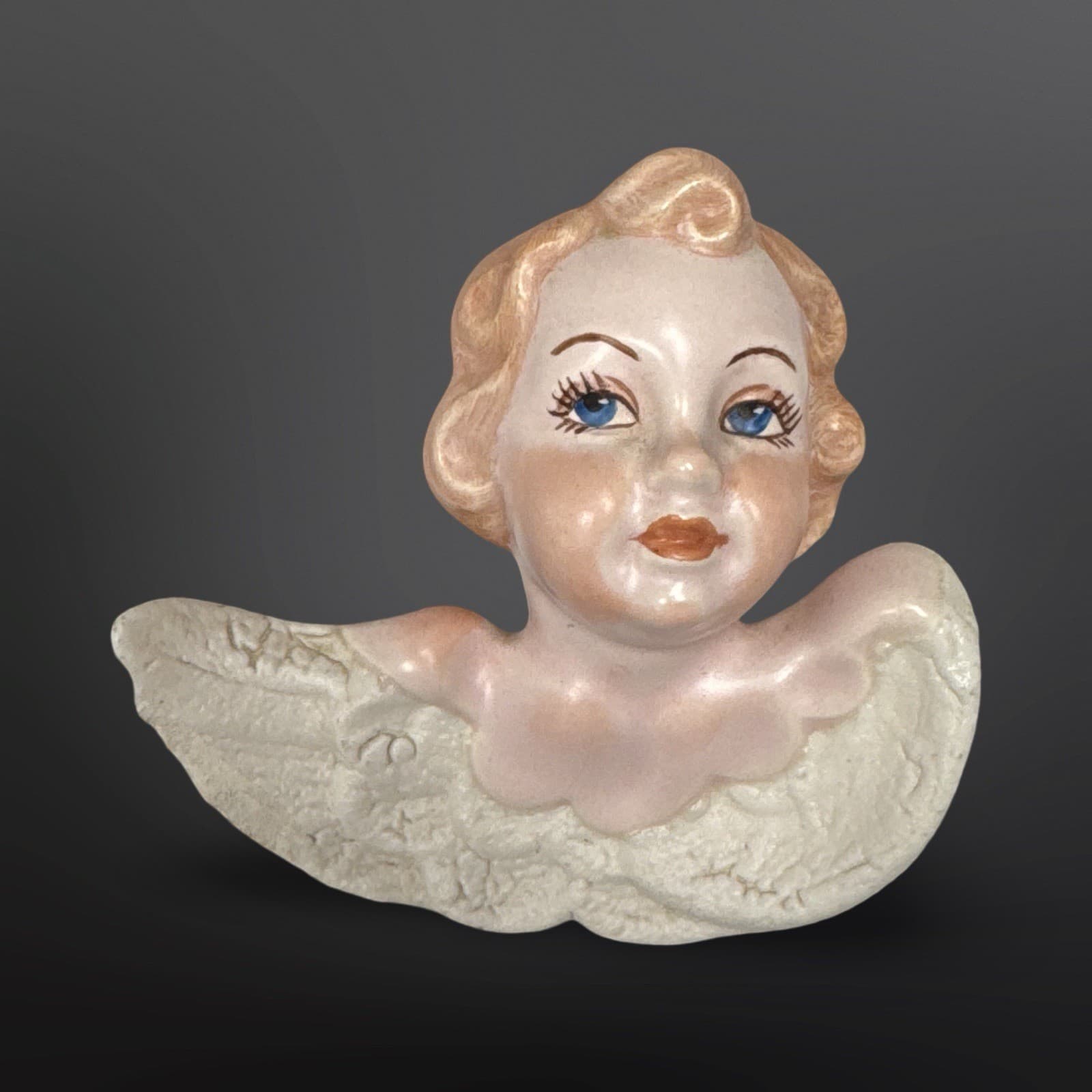 Vintage Hand Painted Ceramic Cherub/ Angel Wall Hangings Set Of 3 - Thumbnail 5