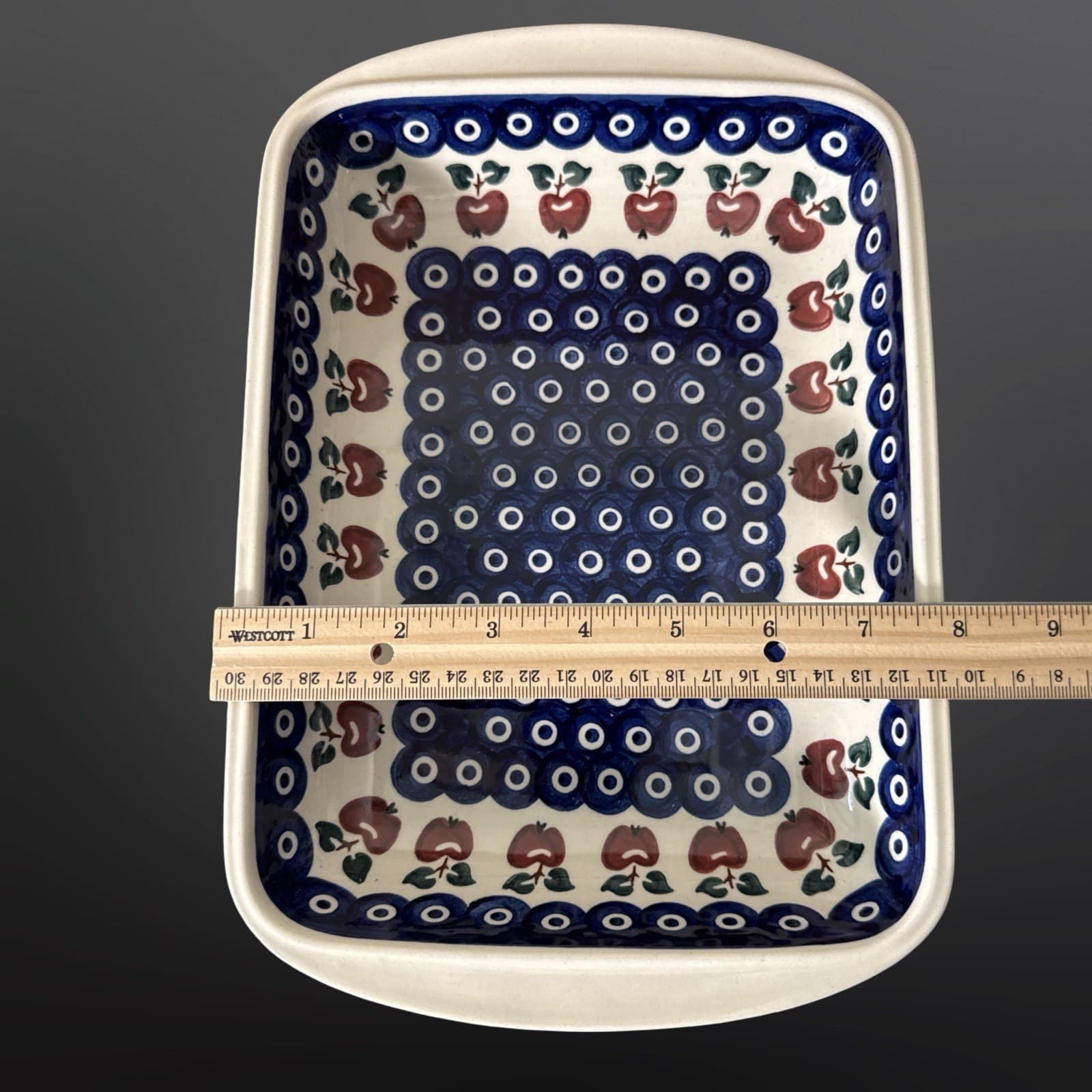 Apple Pattern Ceramika Wiza Polish Pottery Rectangular Casserole Baking Dish - Thumbnail 9