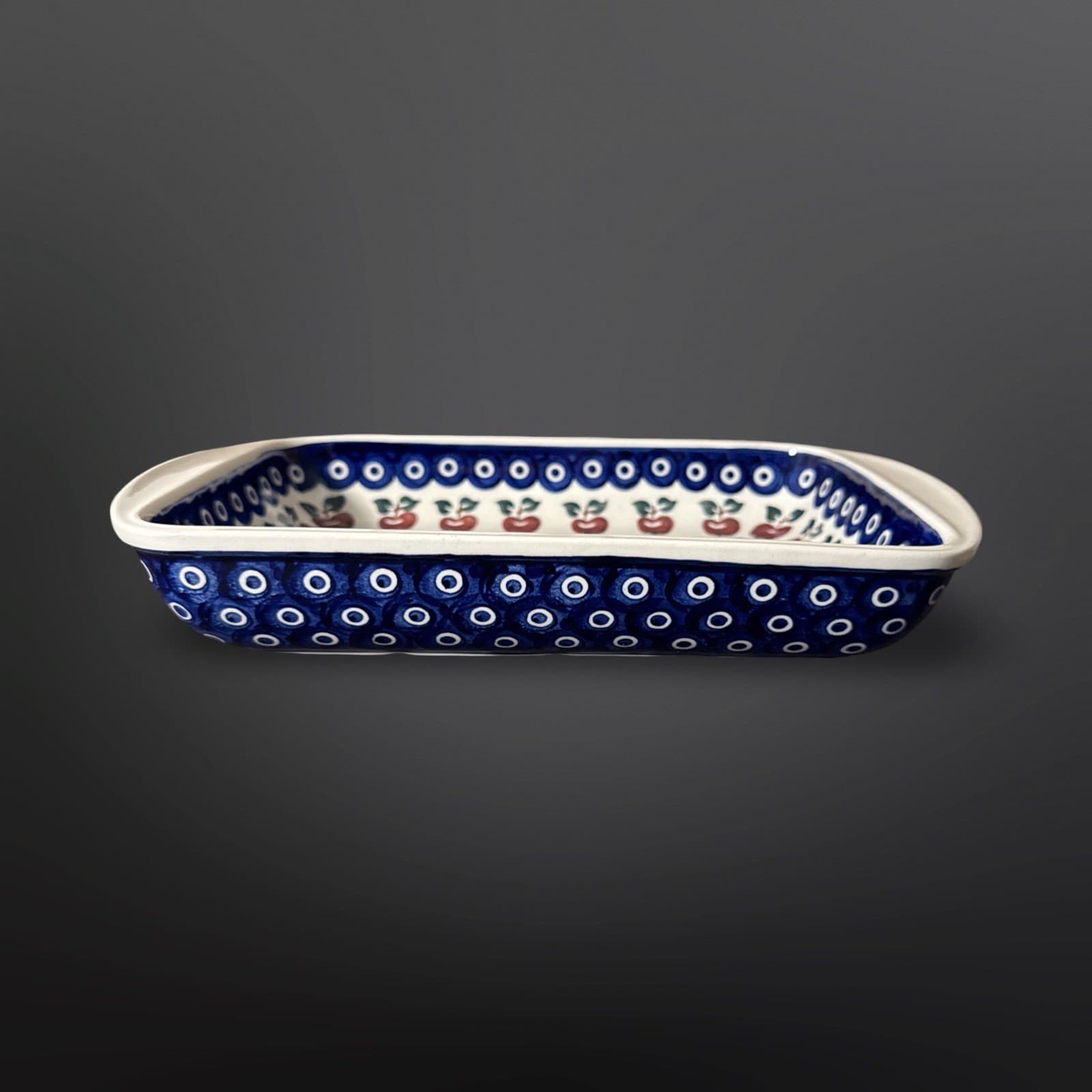 Apple Pattern Ceramika Wiza Polish Pottery Rectangular Casserole Baking Dish - Thumbnail 4
