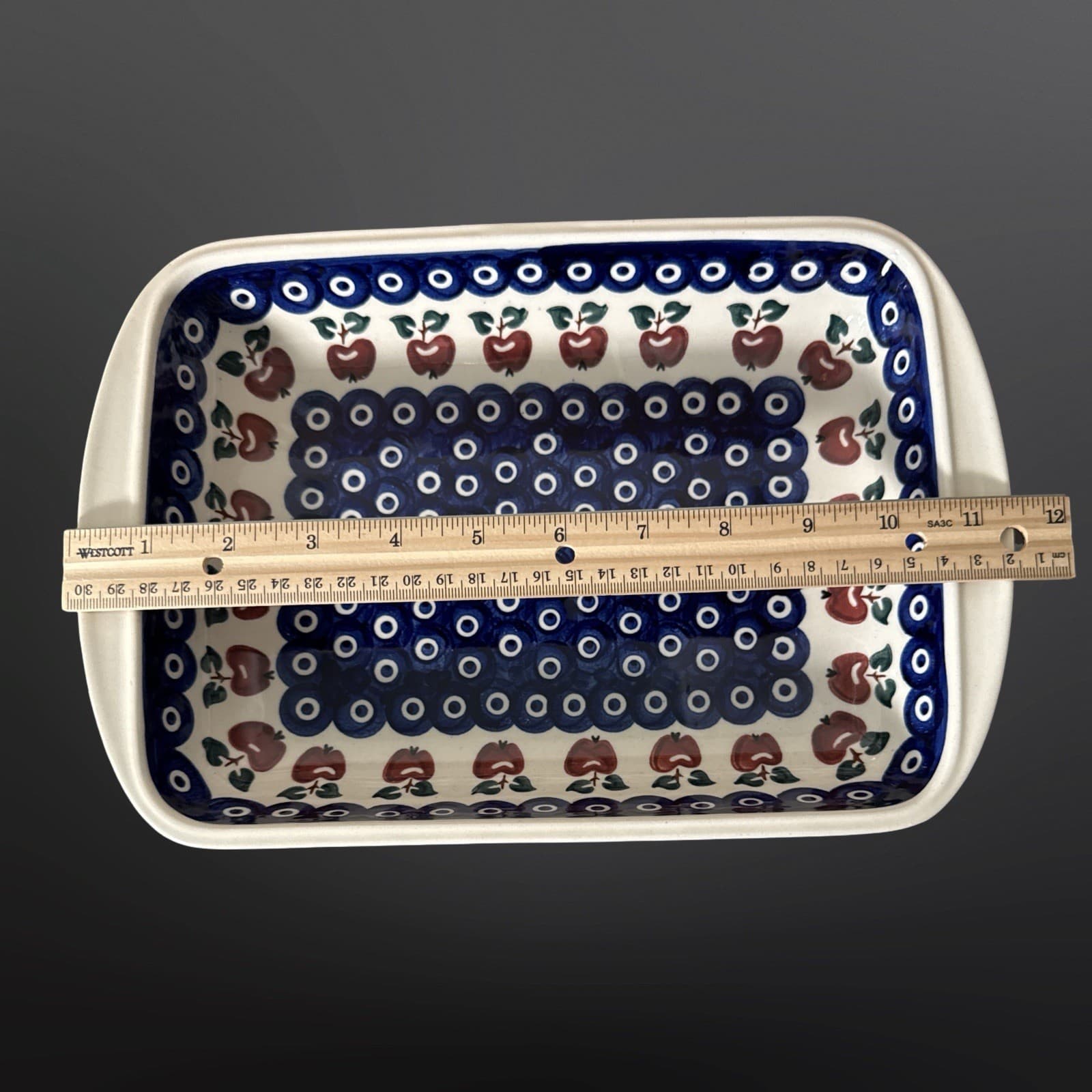 Apple Pattern Ceramika Wiza Polish Pottery Rectangular Casserole Baking Dish - Thumbnail 8