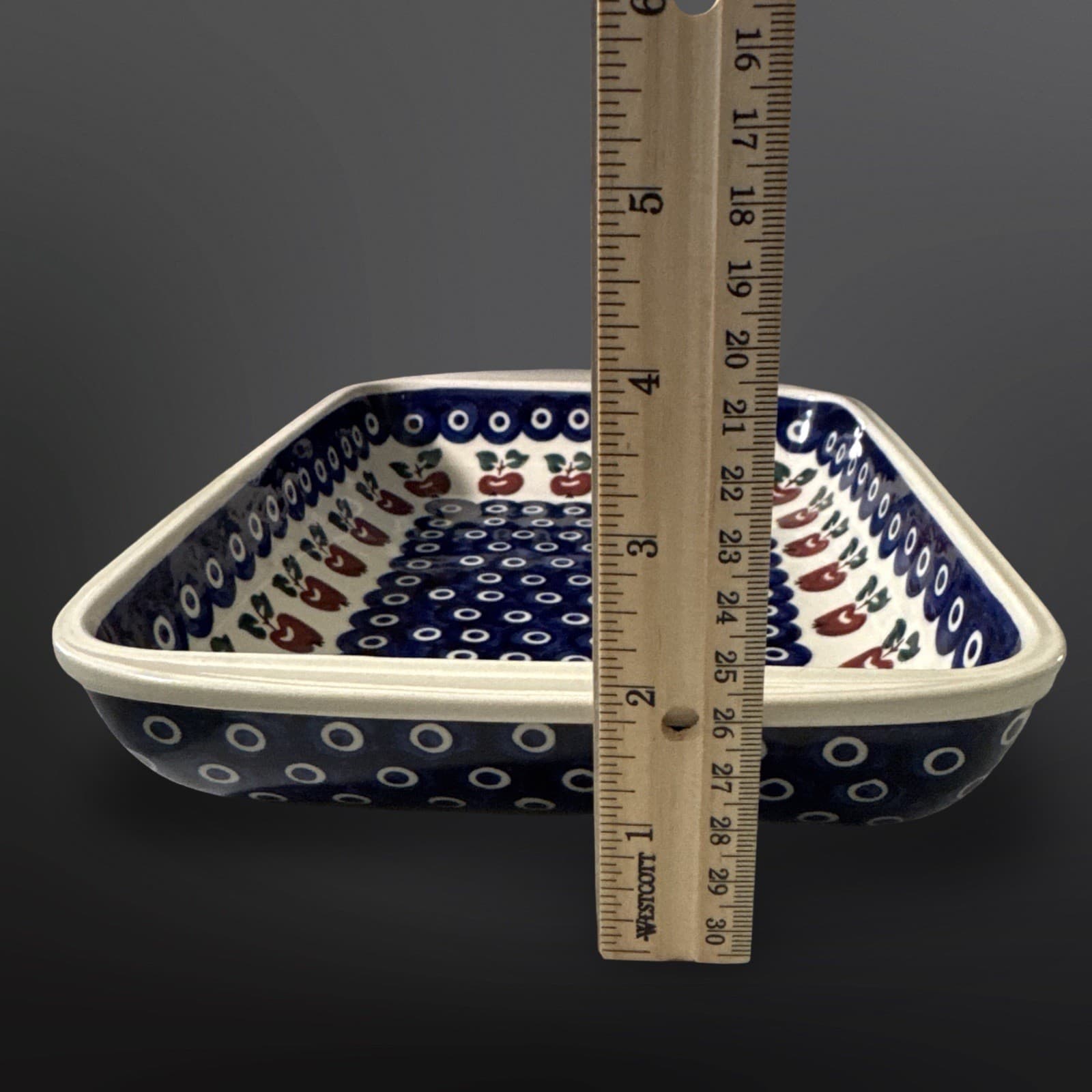 Apple Pattern Ceramika Wiza Polish Pottery Rectangular Casserole Baking Dish - Thumbnail 10