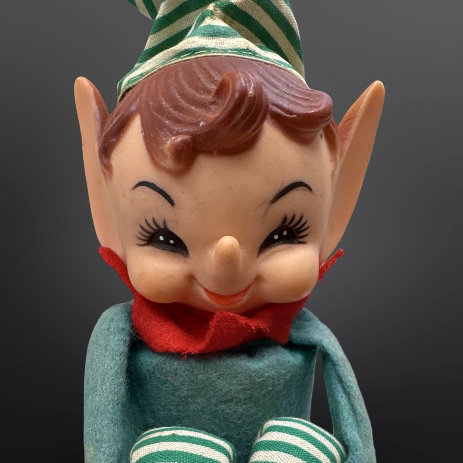 Vintage Knee Hugger Noisemaker Elf Shelf Sitter With Chime Bell Body Large HTF - Thumbnail 5