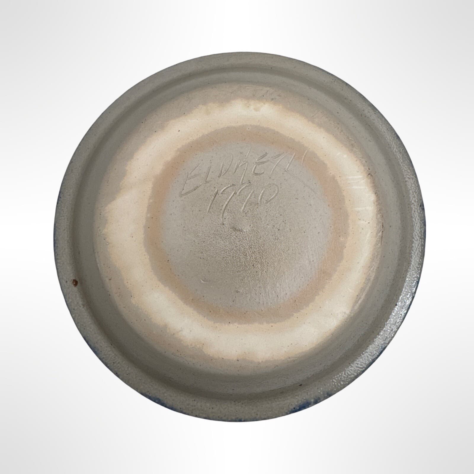 Vintage 1990 Eldreth Salt Glazed Pottery Santa Claus Pie Plate Signed & Dated 8” - Thumbnail 2