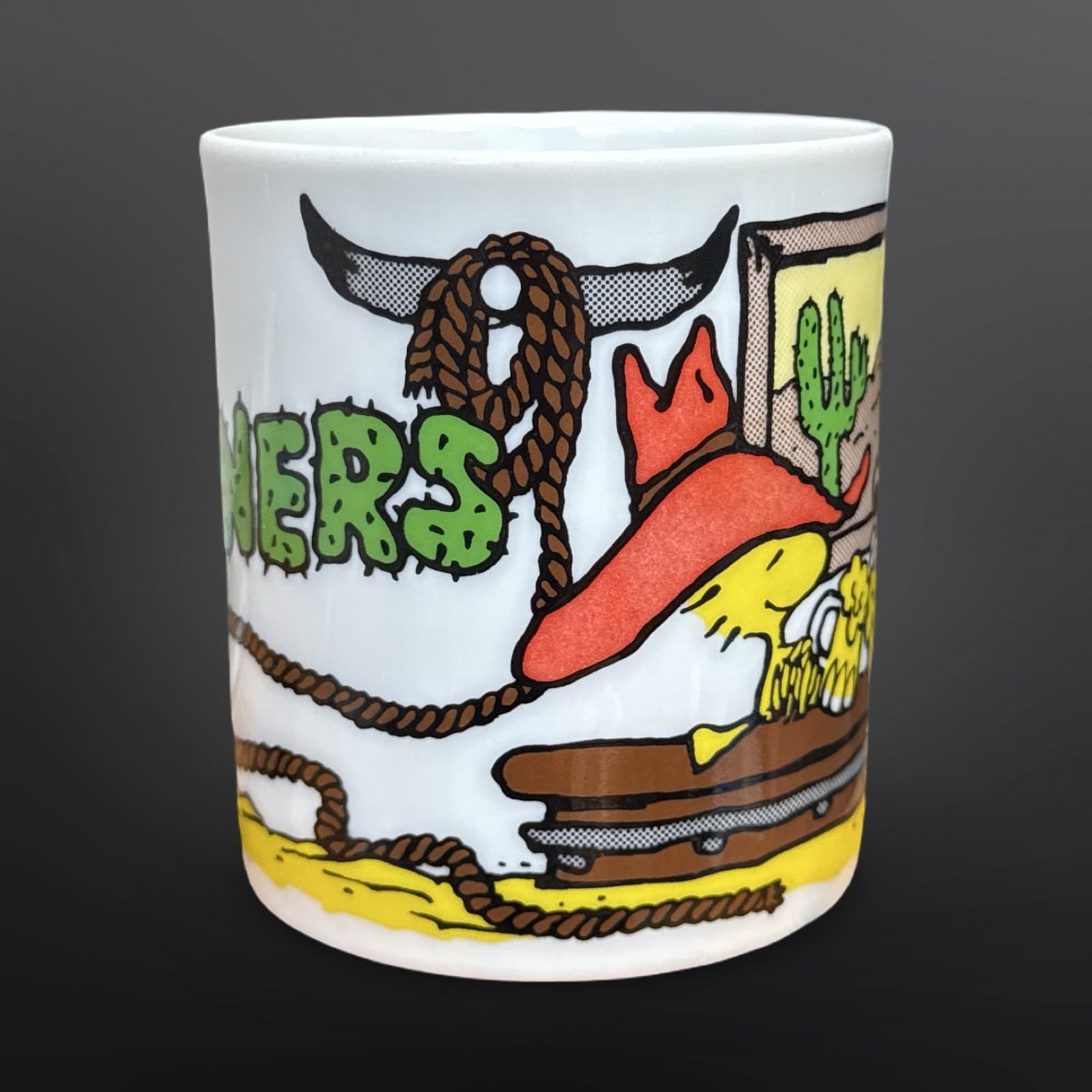 Vintage Peanuts Cowboy Snoopy Woodstock Coffee Cup Mug Pardners 1965 Western - Thumbnail 2