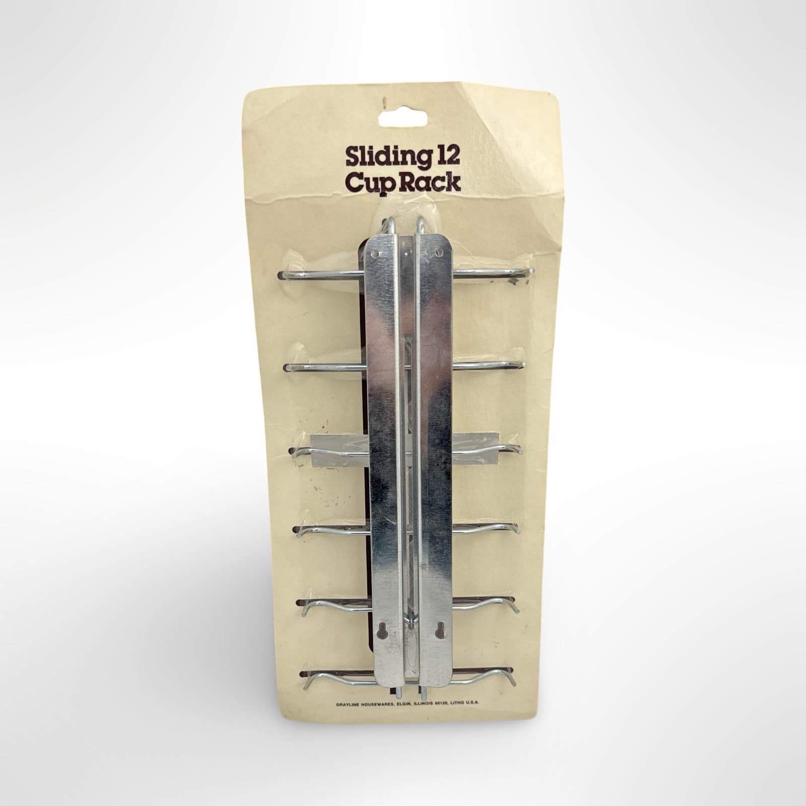 Vintage NOS Space Saver Grayline Deluxe Sliding 12 Cup Rack Storage Housewares - Thumbnail 4