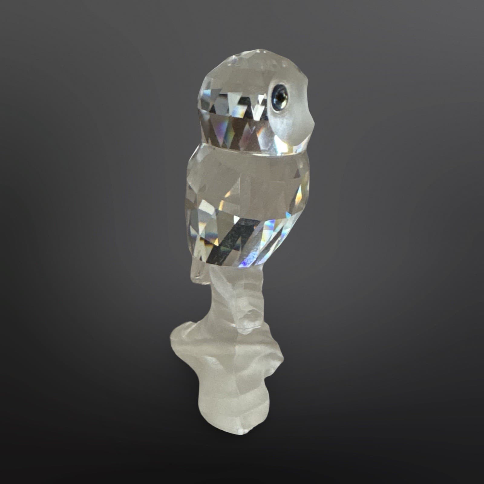 Swarovski Crystal Figurine Owl on Frosted Branch 119442 “Up In The Trees” - Thumbnail 2