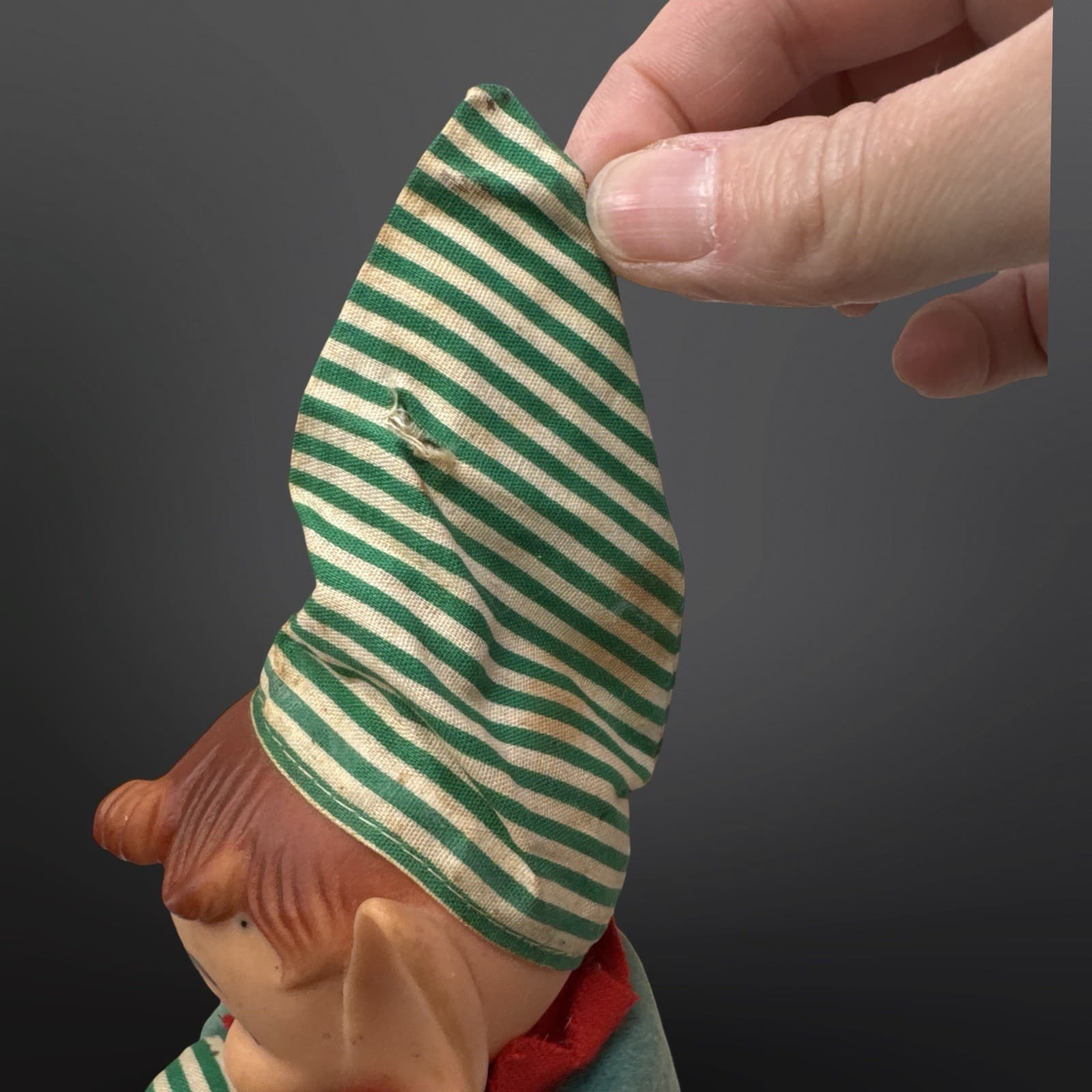 Vintage Knee Hugger Noisemaker Elf Shelf Sitter With Chime Bell Body Large HTF - Thumbnail 7