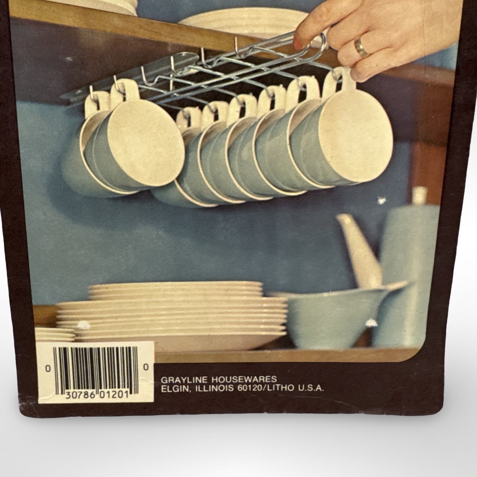 Vintage NOS Space Saver Grayline Deluxe Sliding 12 Cup Rack Storage Housewares - Thumbnail 3