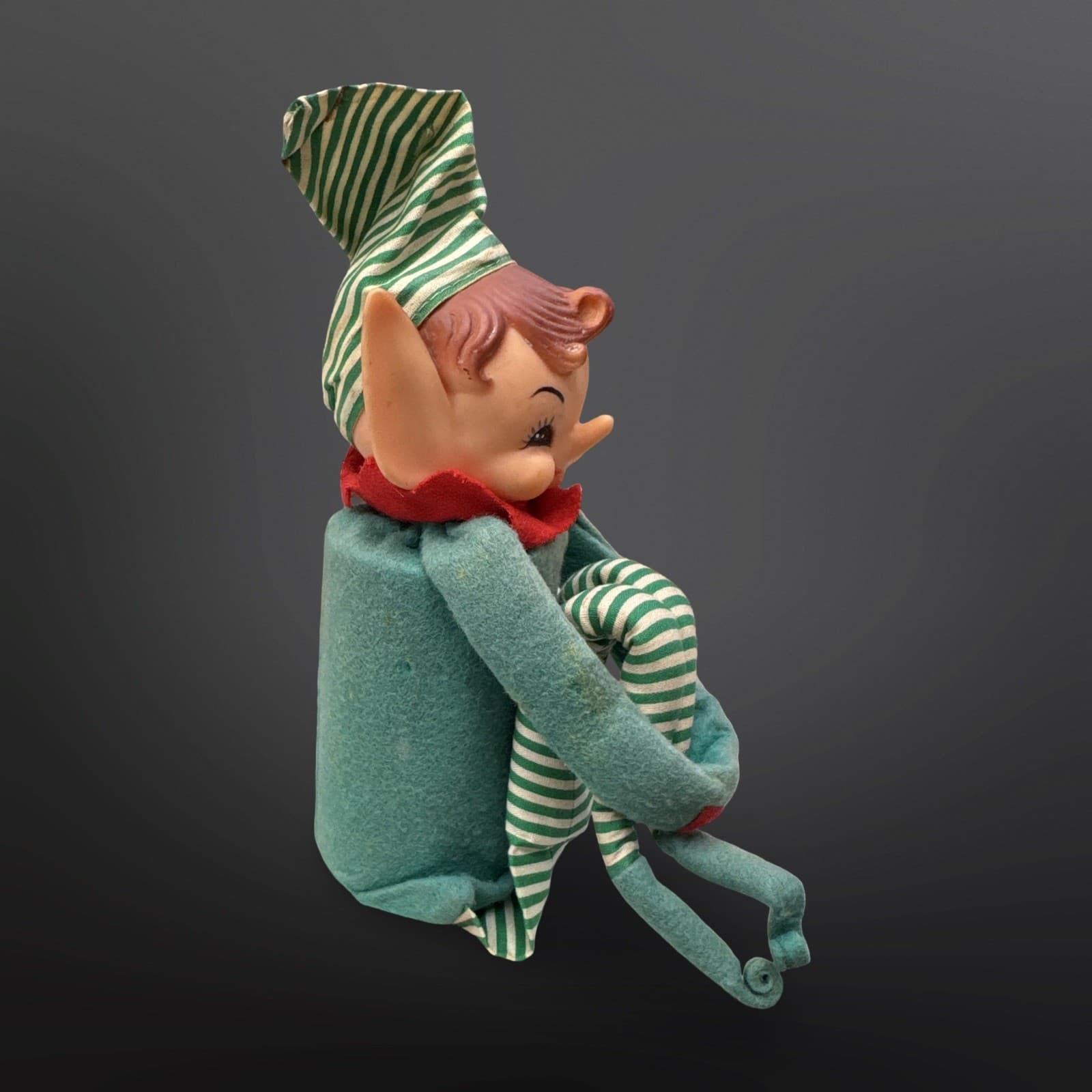 Vintage Knee Hugger Noisemaker Elf Shelf Sitter With Chime Bell Body Large HTF - Thumbnail 2