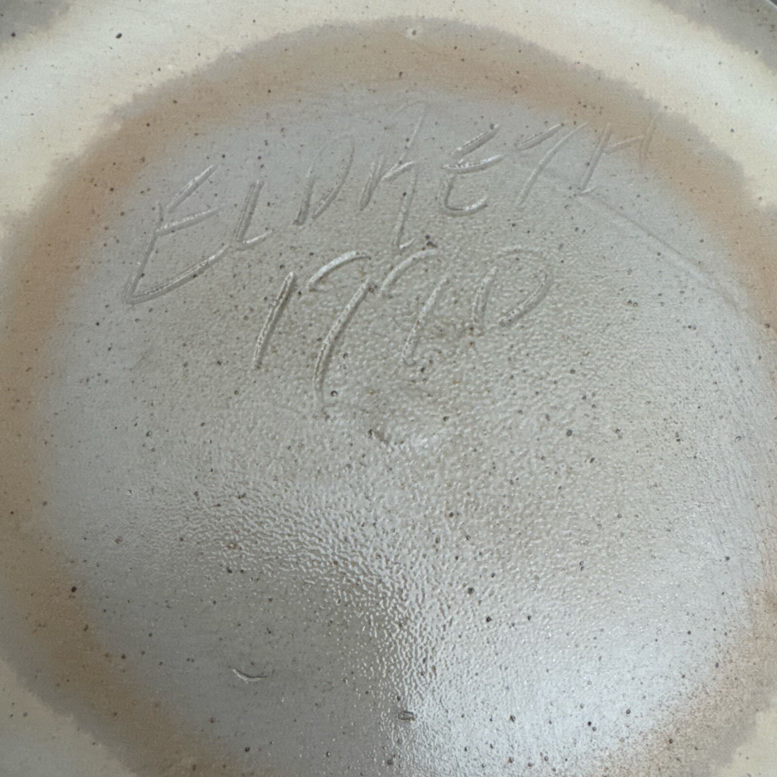 Vintage 1990 Eldreth Salt Glazed Pottery Santa Claus Pie Plate Signed & Dated 8” - Thumbnail 3