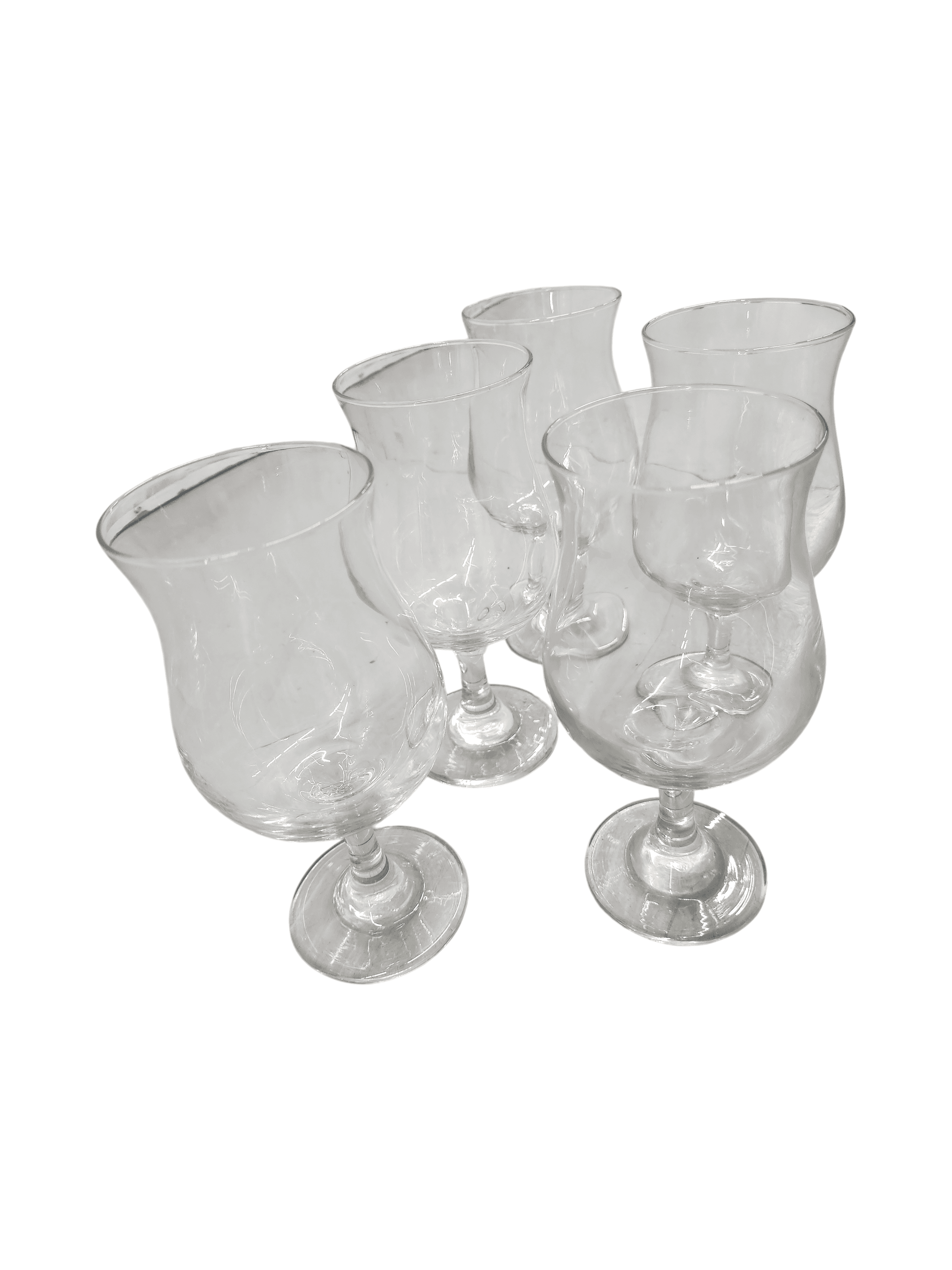 Set of 5 Clear Glass Hurricane Daiquiri Glasses
