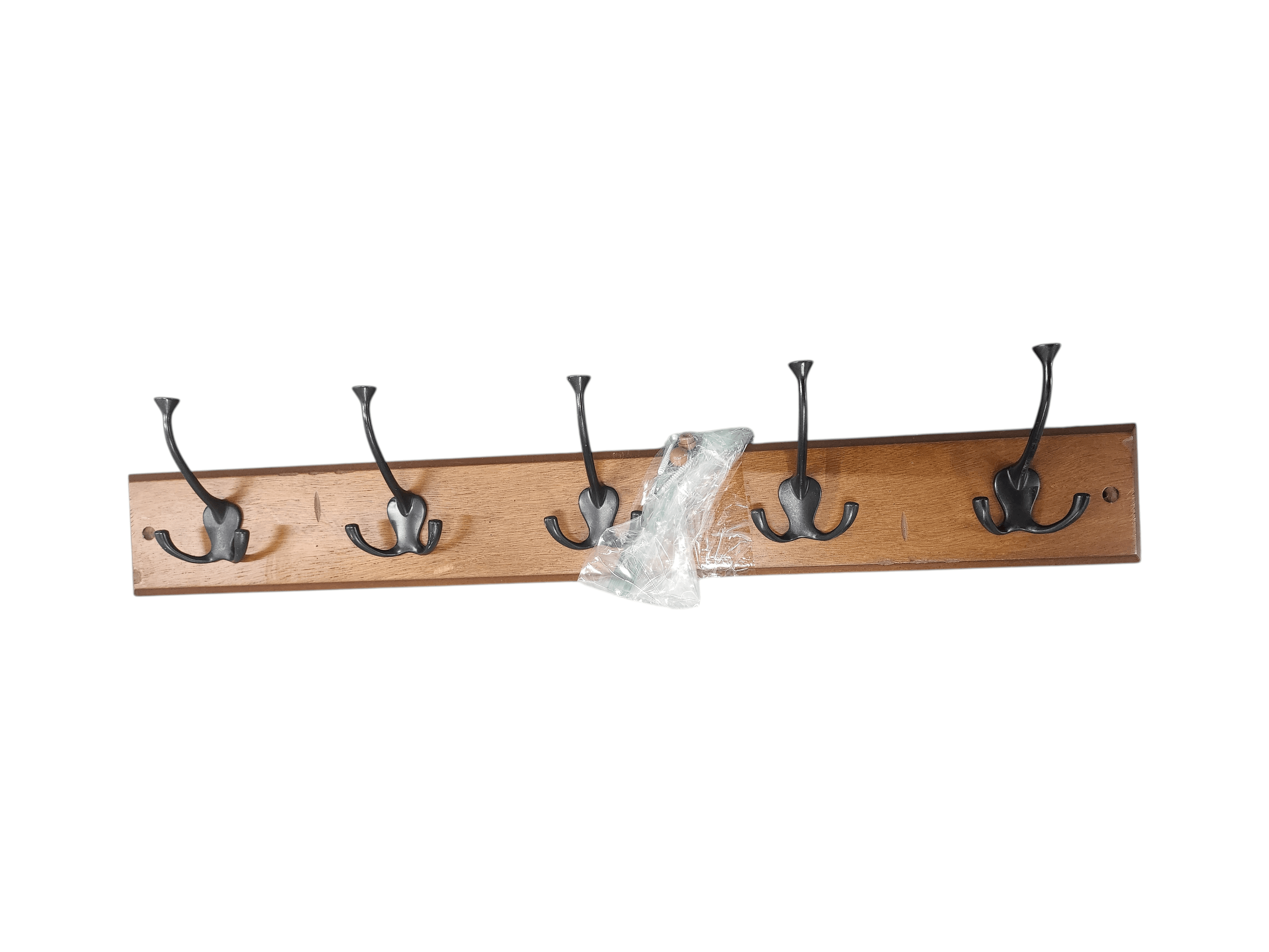 Wooden Wall-Mounted Coat Rack with 5 Metal Hooks