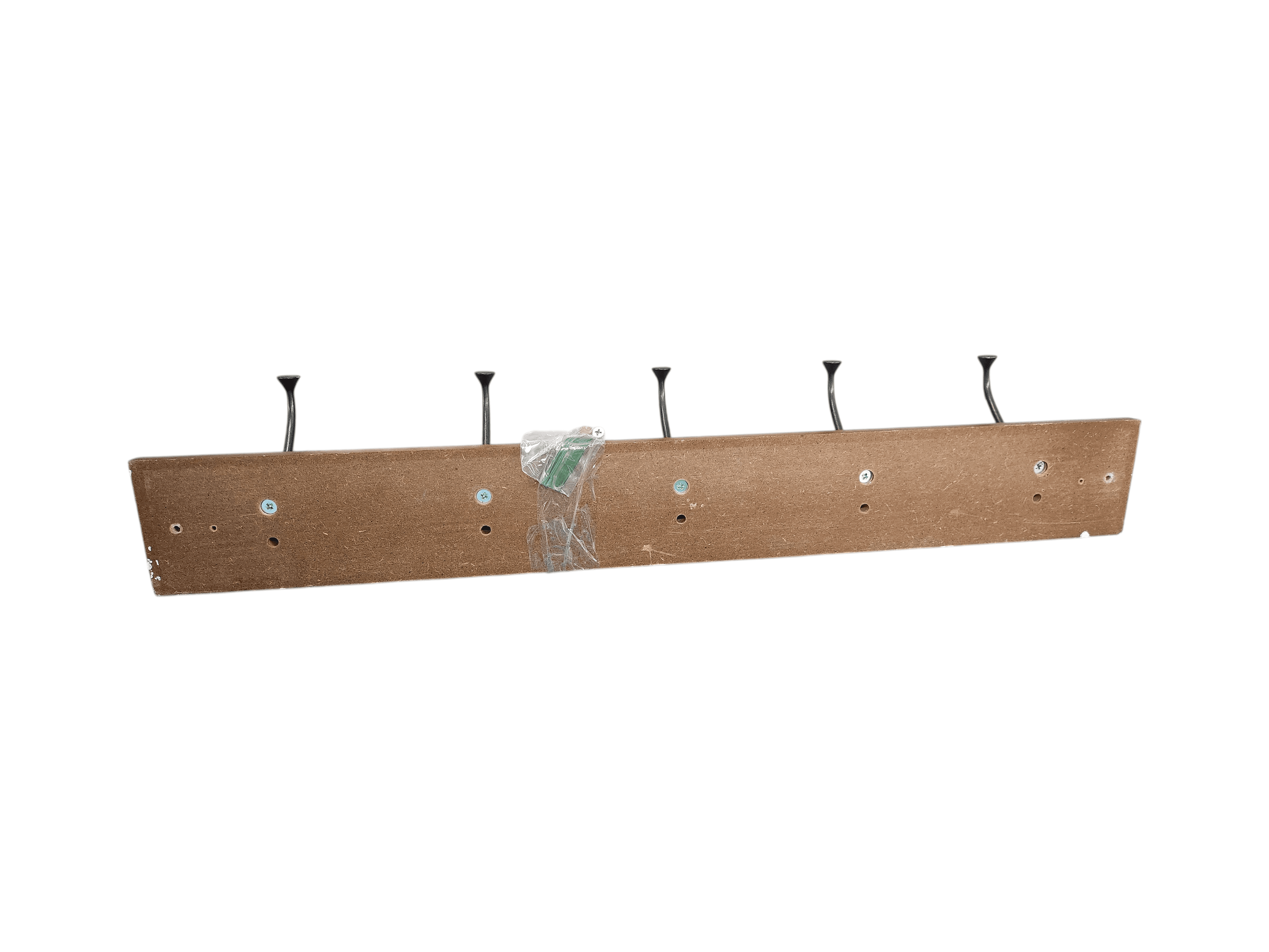 Wooden Wall-Mounted Coat Rack with 5 Metal Hooks - Thumbnail 2