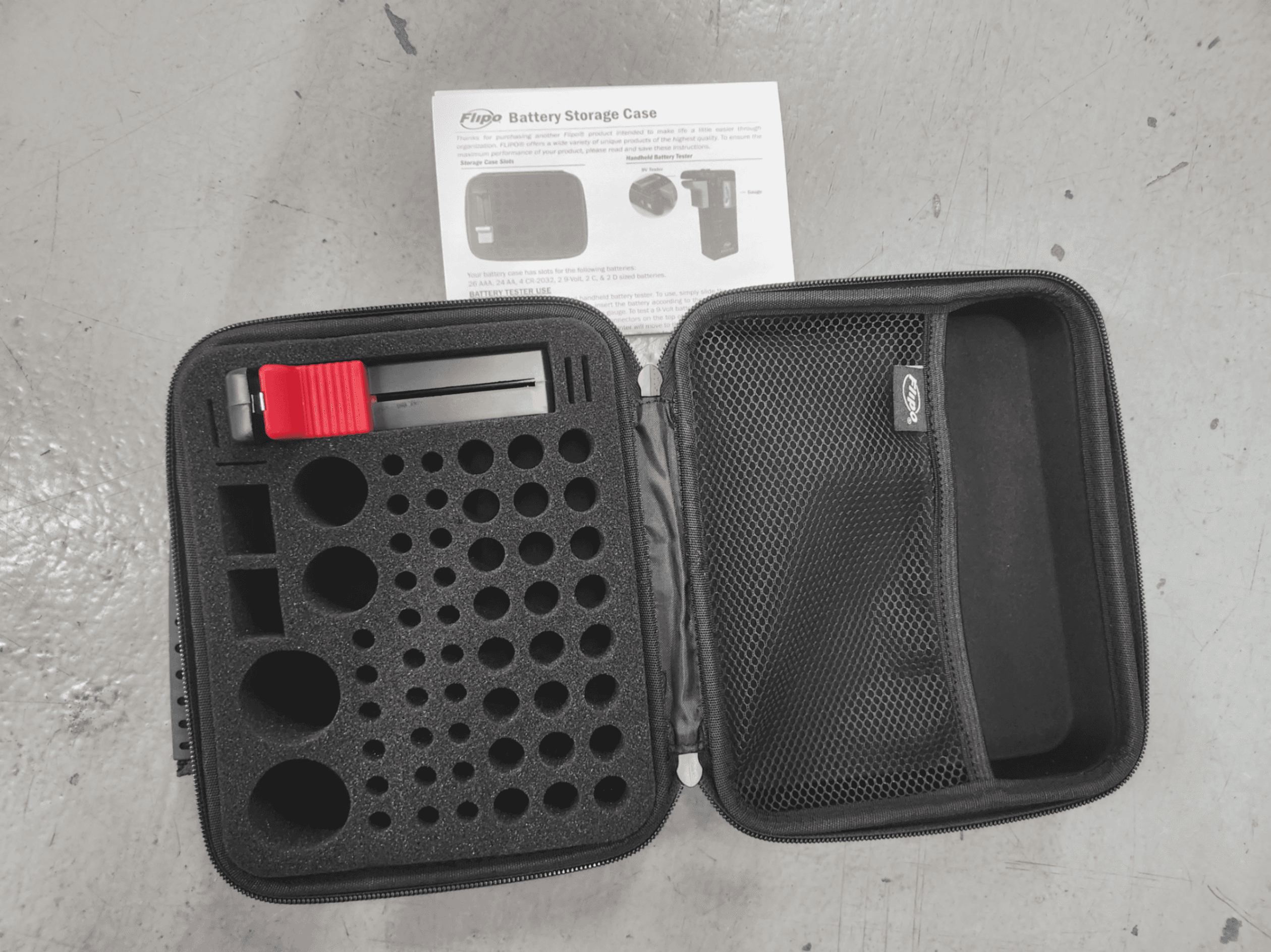 Flipo Batter Storage Case w/Battery Tester