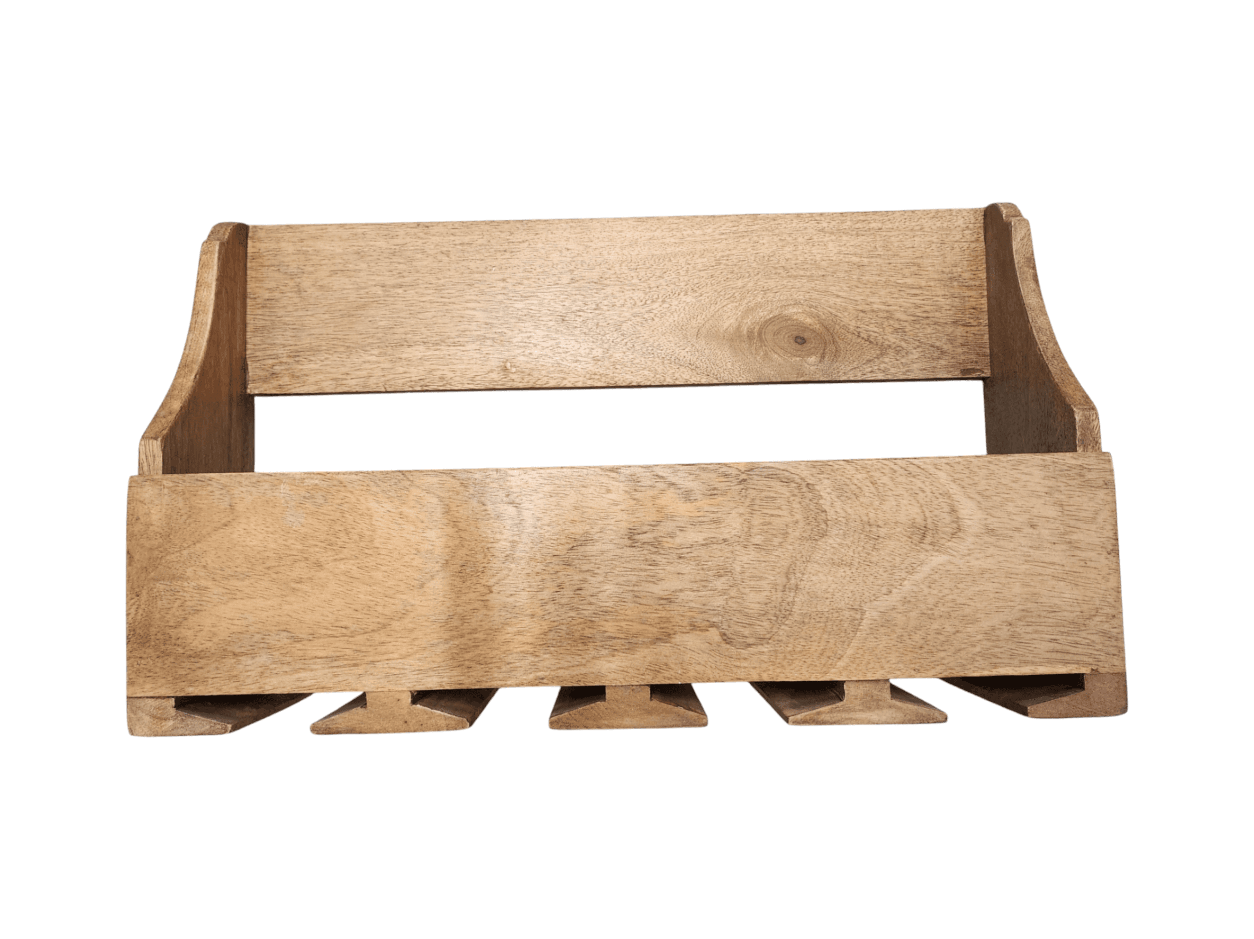 Wooden Wall-Mounted Wine Rack with Glass Slots
