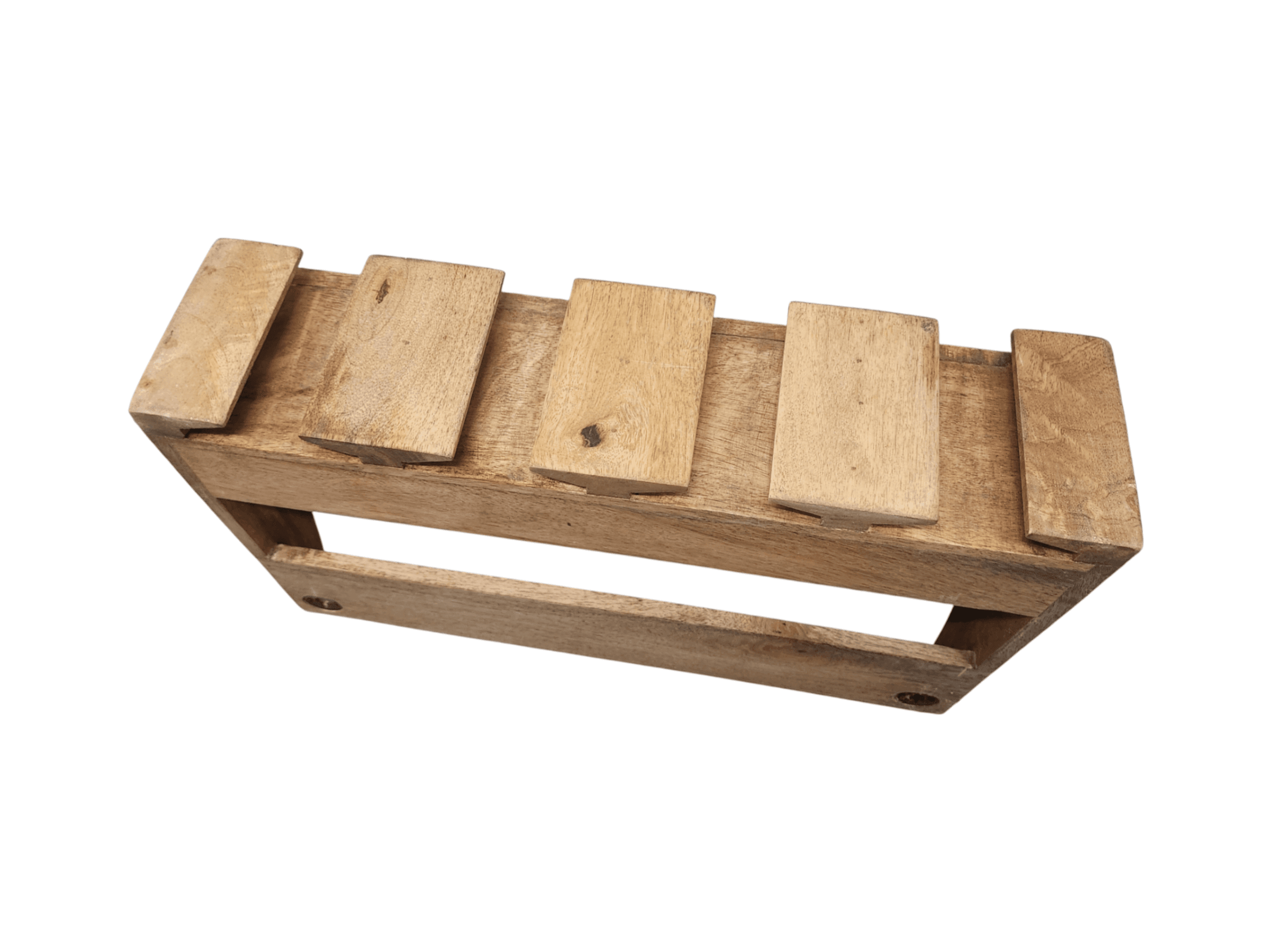 Wooden Wall-Mounted Wine Rack with Glass Slots - Thumbnail 4