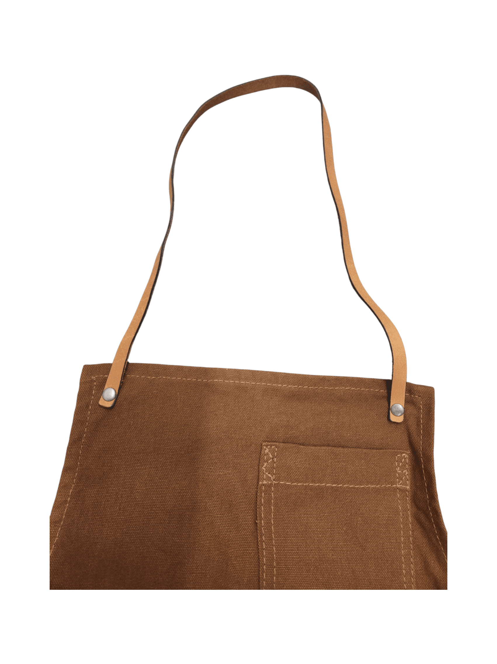Brown Canvas Apron with Leather Straps - Thumbnail 4