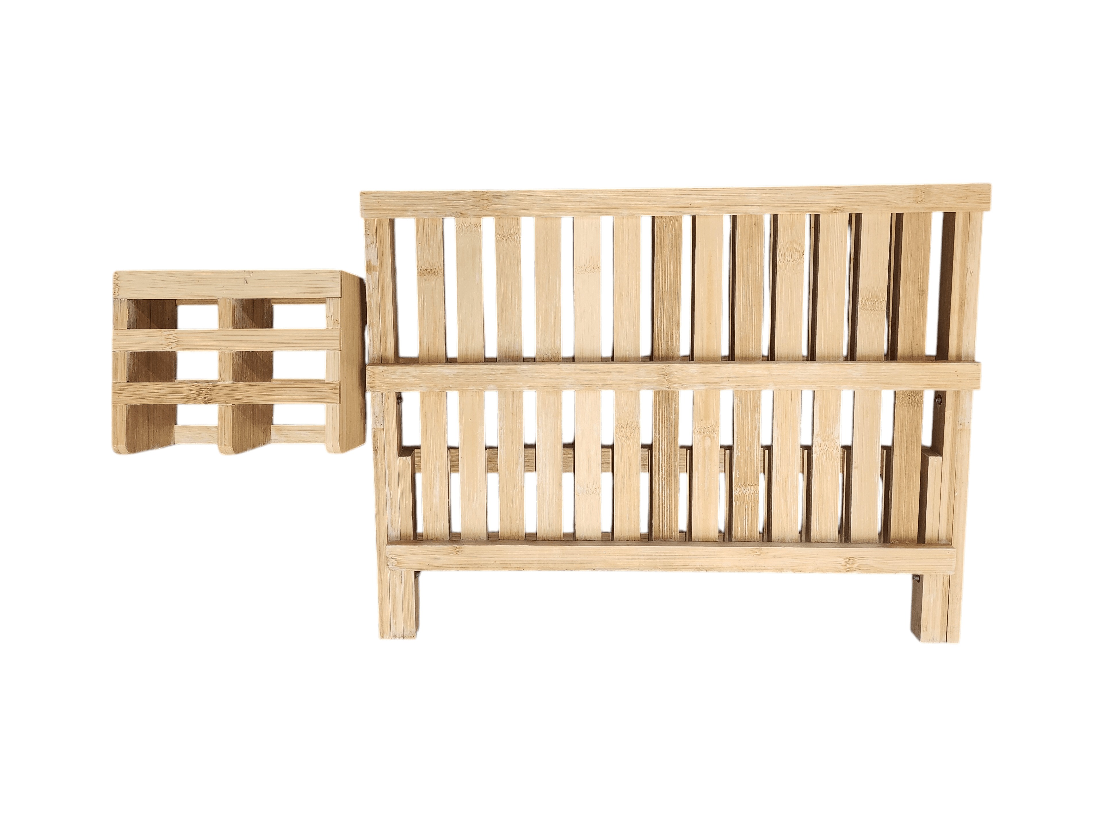Bamboo 2-Tier Collapsible Dish Drying Rack with Utensil Caddy - Thumbnail 3