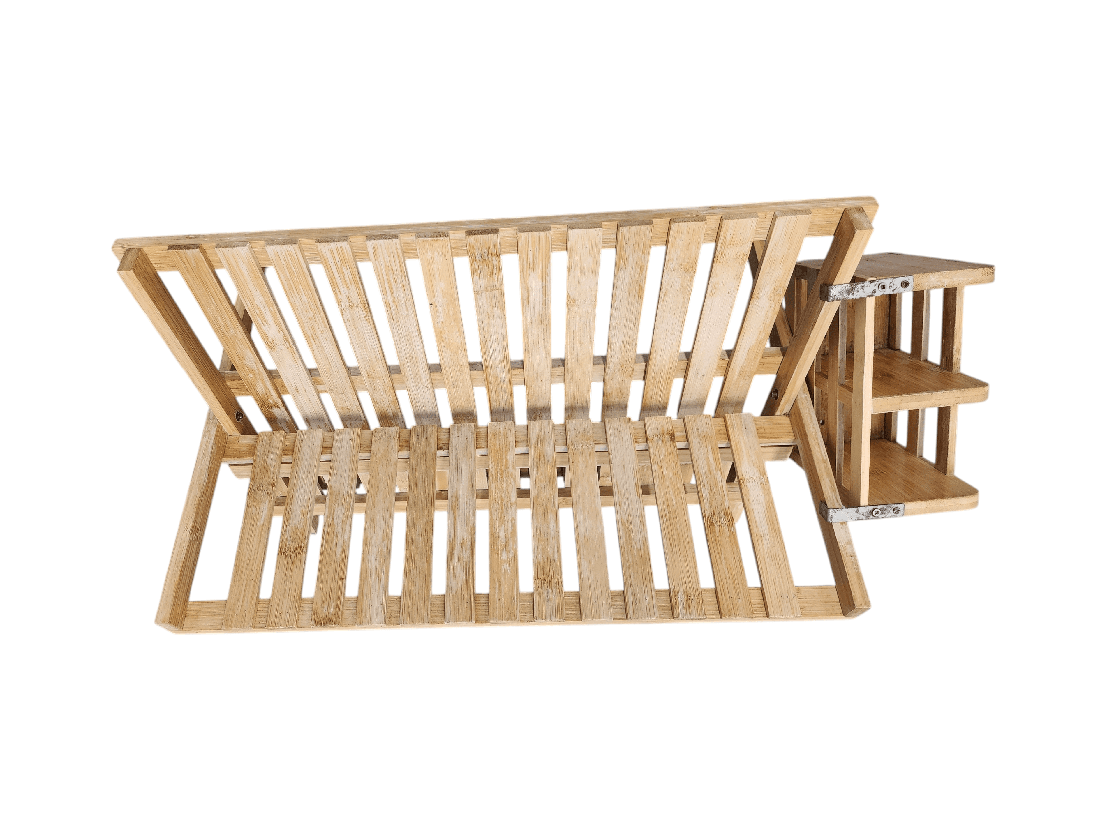 Bamboo 2-Tier Collapsible Dish Drying Rack with Utensil Caddy