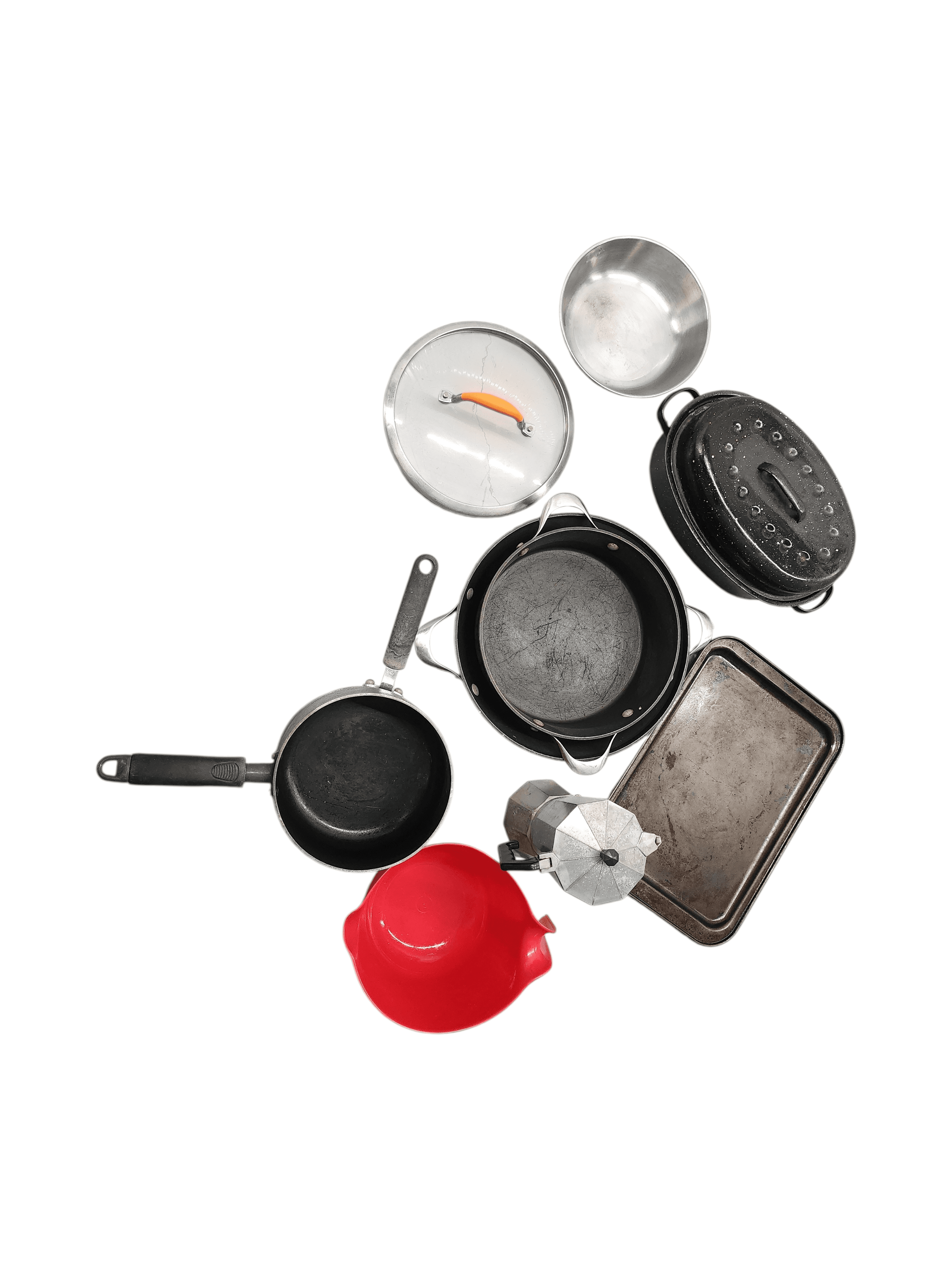 Assorted starter used cooking set