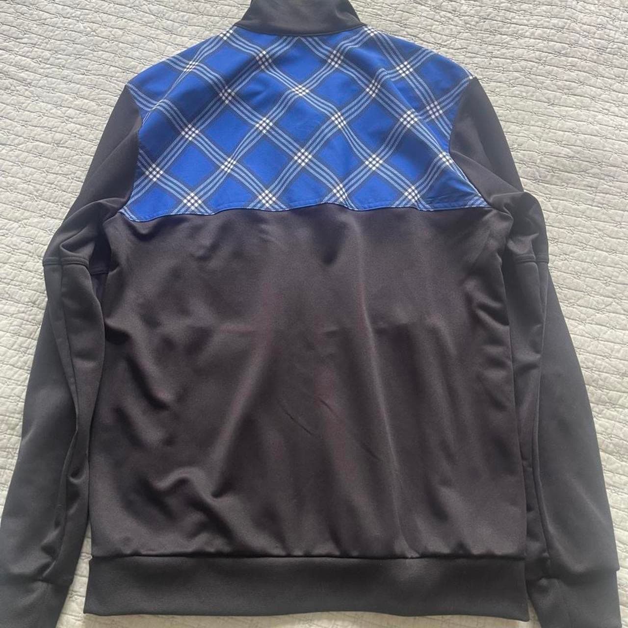 Adidas Black Blue Plaid Zip-Up Jacket Hooded - Thumbnail 5