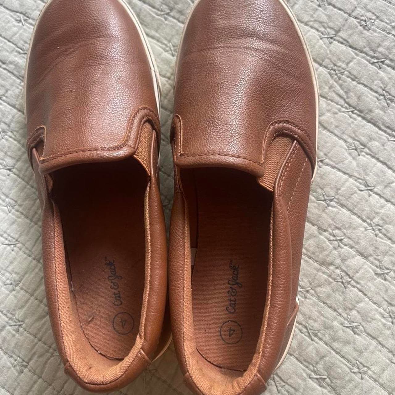 Cat & Jack brown faux leather slip-on loafers with a comfortable sneaker sole. - Thumbnail 4