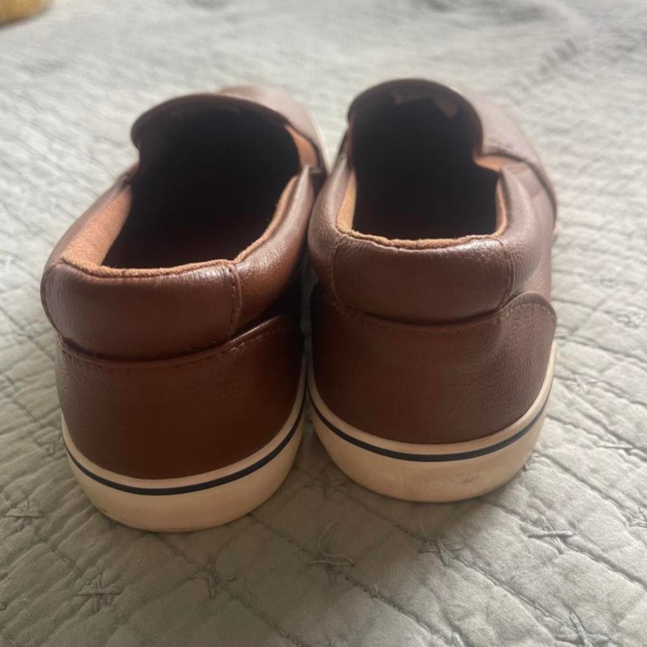 Cat & Jack brown faux leather slip-on loafers with a comfortable sneaker sole. - Thumbnail 3
