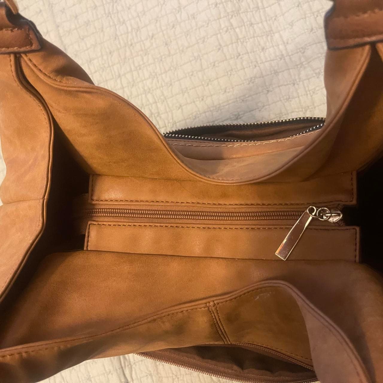 Large Brown Faux Leather Boho Handbag - Thumbnail 7