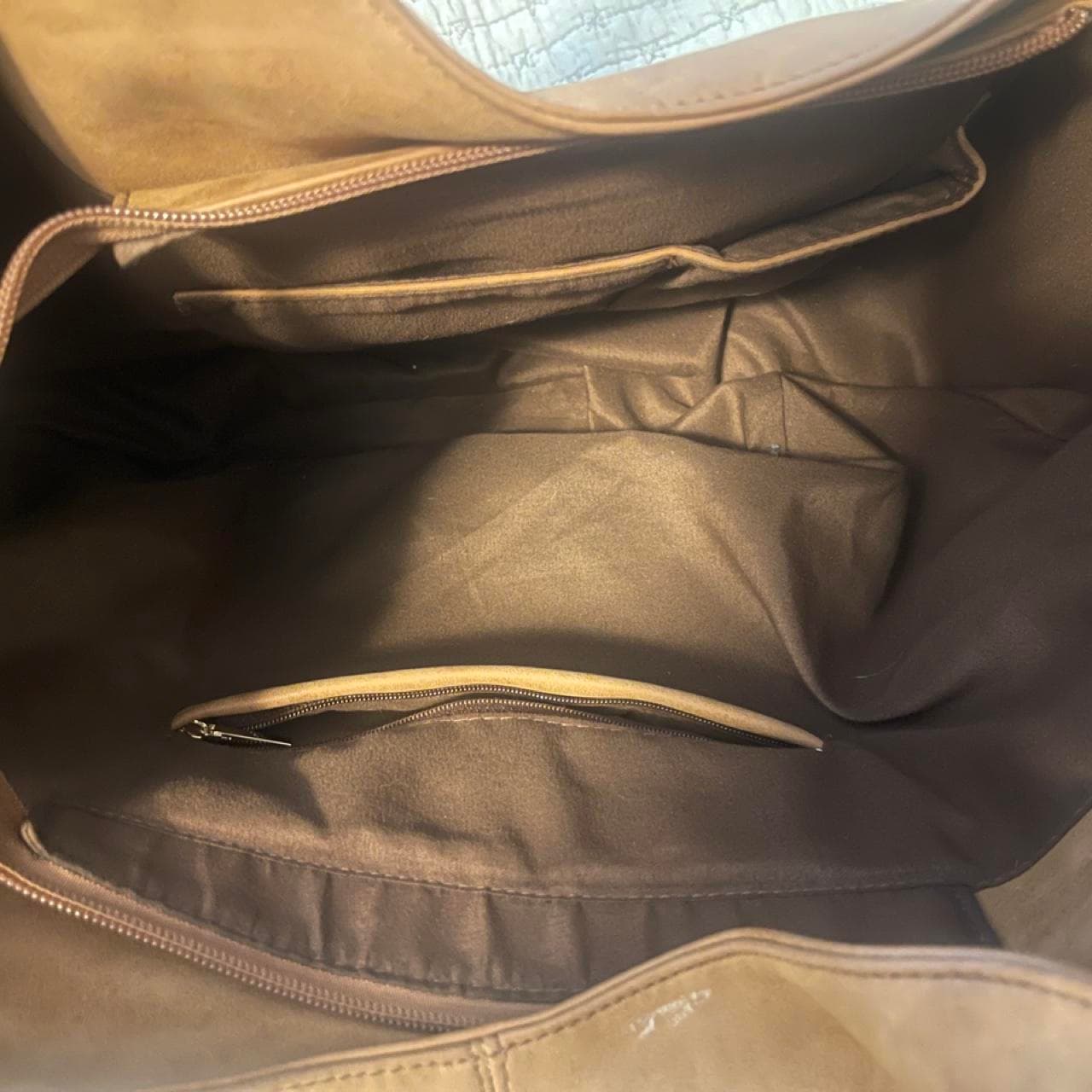 Large Brown Faux Leather Boho Handbag - Thumbnail 6