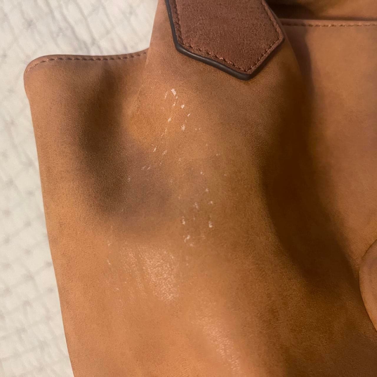 Large Brown Faux Leather Boho Handbag - Thumbnail 5