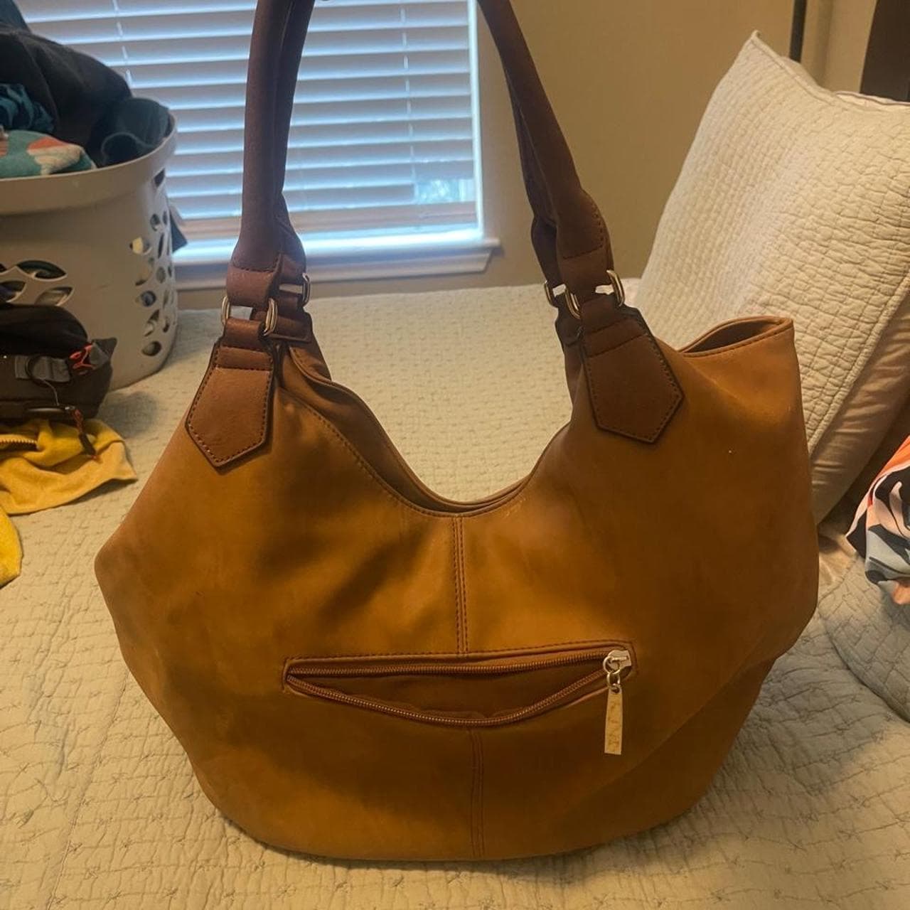 Large Brown Faux Leather Boho Handbag - Thumbnail 8